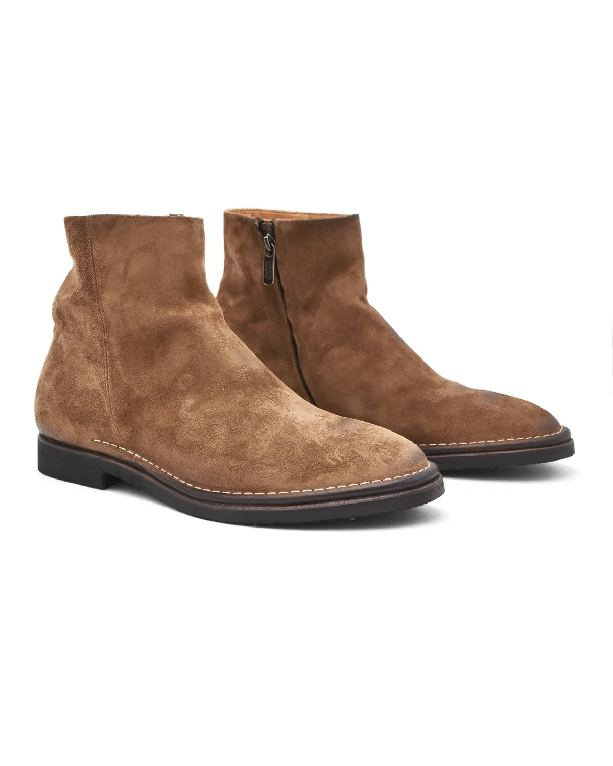 Alberto Fasciani Abel Zip Boot in Brown Suede Beach Fun Sail Vibe