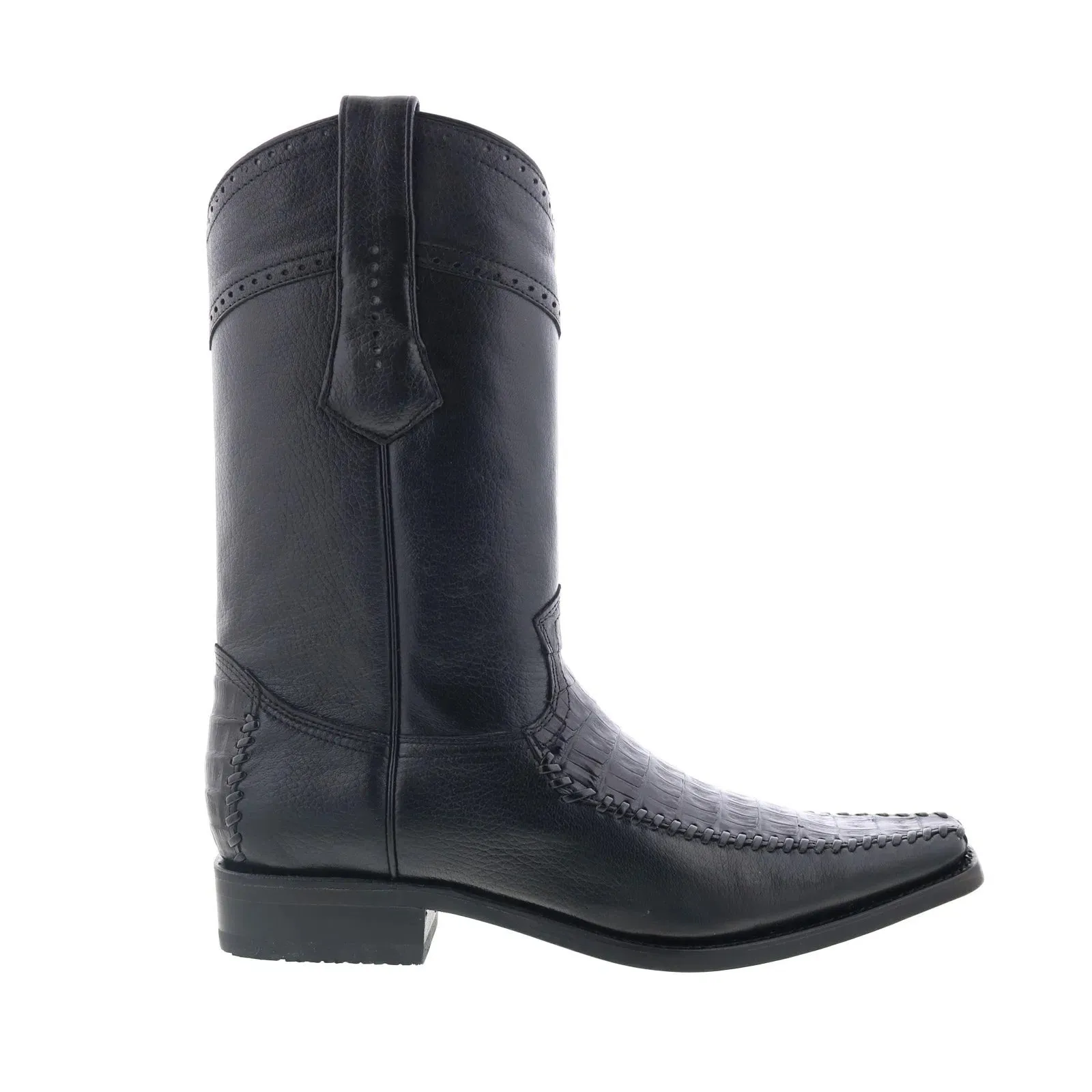 Comfortable Feel Los Altos Square Toe Belly Deer Print Mens Black Wide Cowboy Western Boots