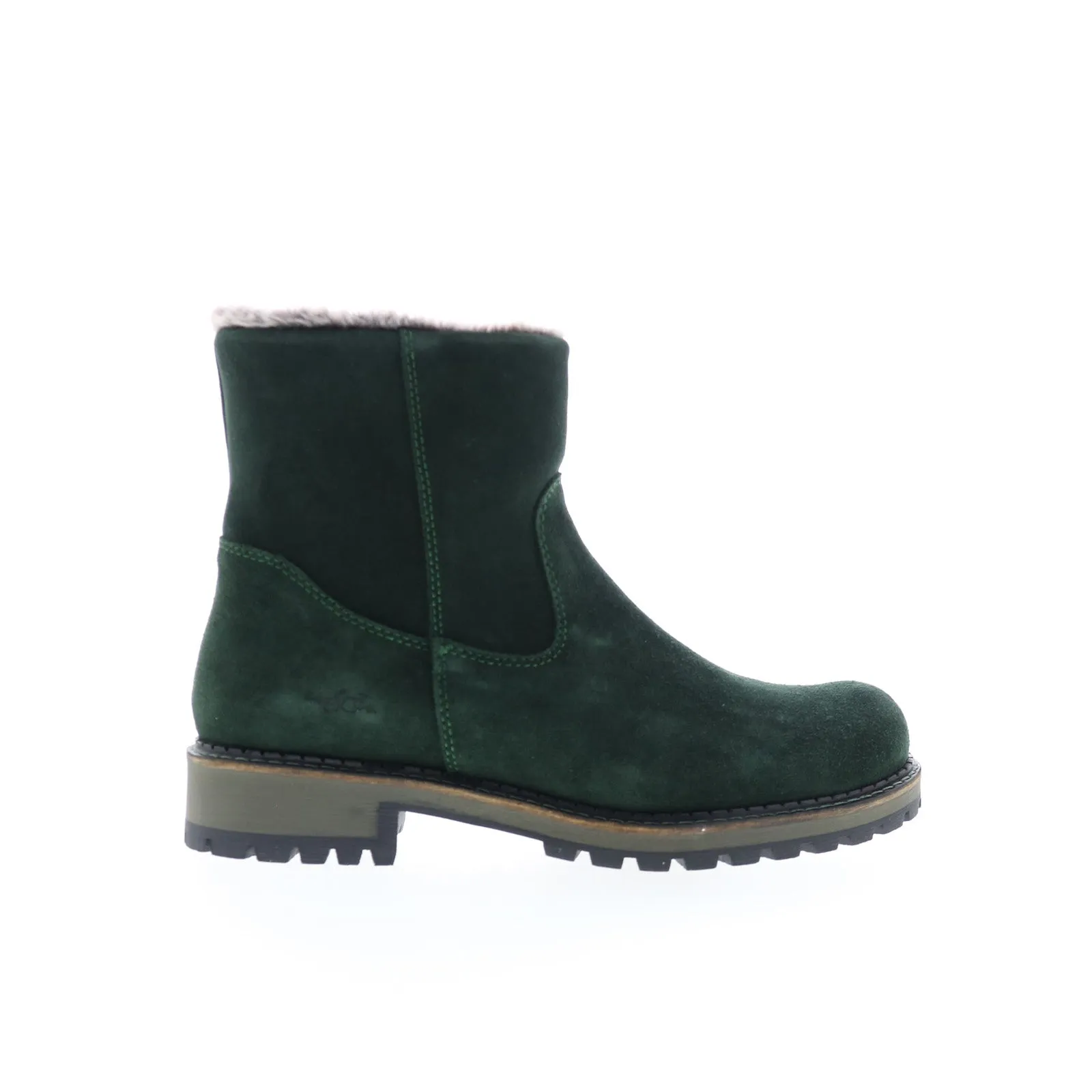 Bos. & Co. Calib Womens Green Suede Zipper Casual Dress Boots Everyday Use Metallic Buckle