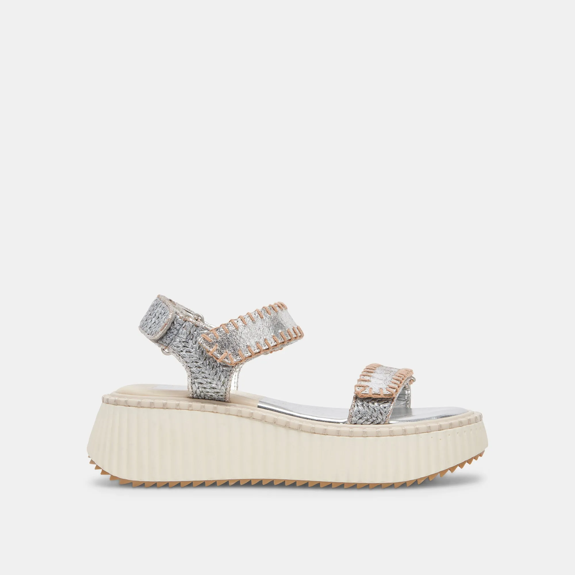 DEBRA SANDALS SILVER DISTRESSED LEATHER Ombre Fade