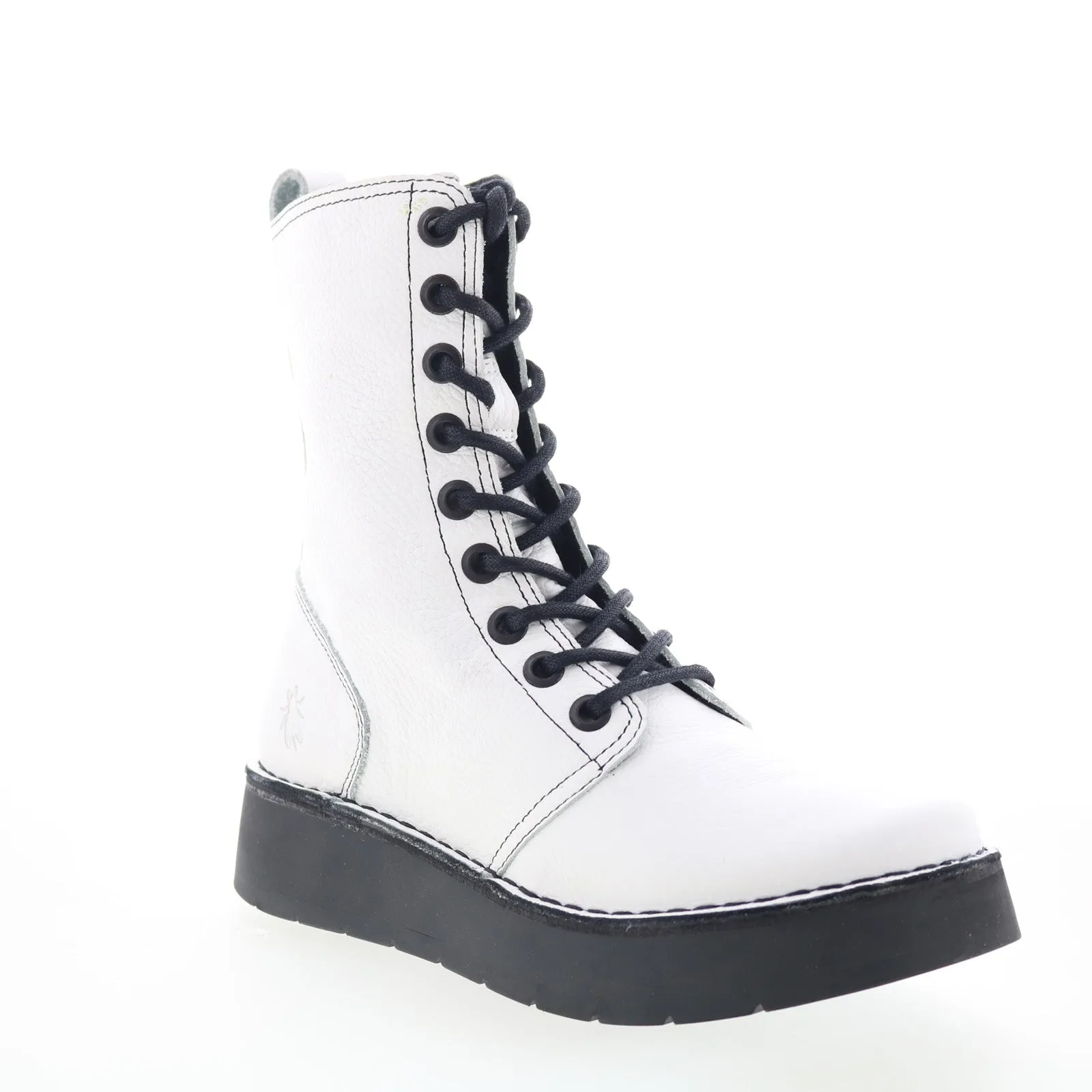 Fly London Rami RAMI043FLY-010 Womens White Leather Casual Dress Boots Shock Absorber