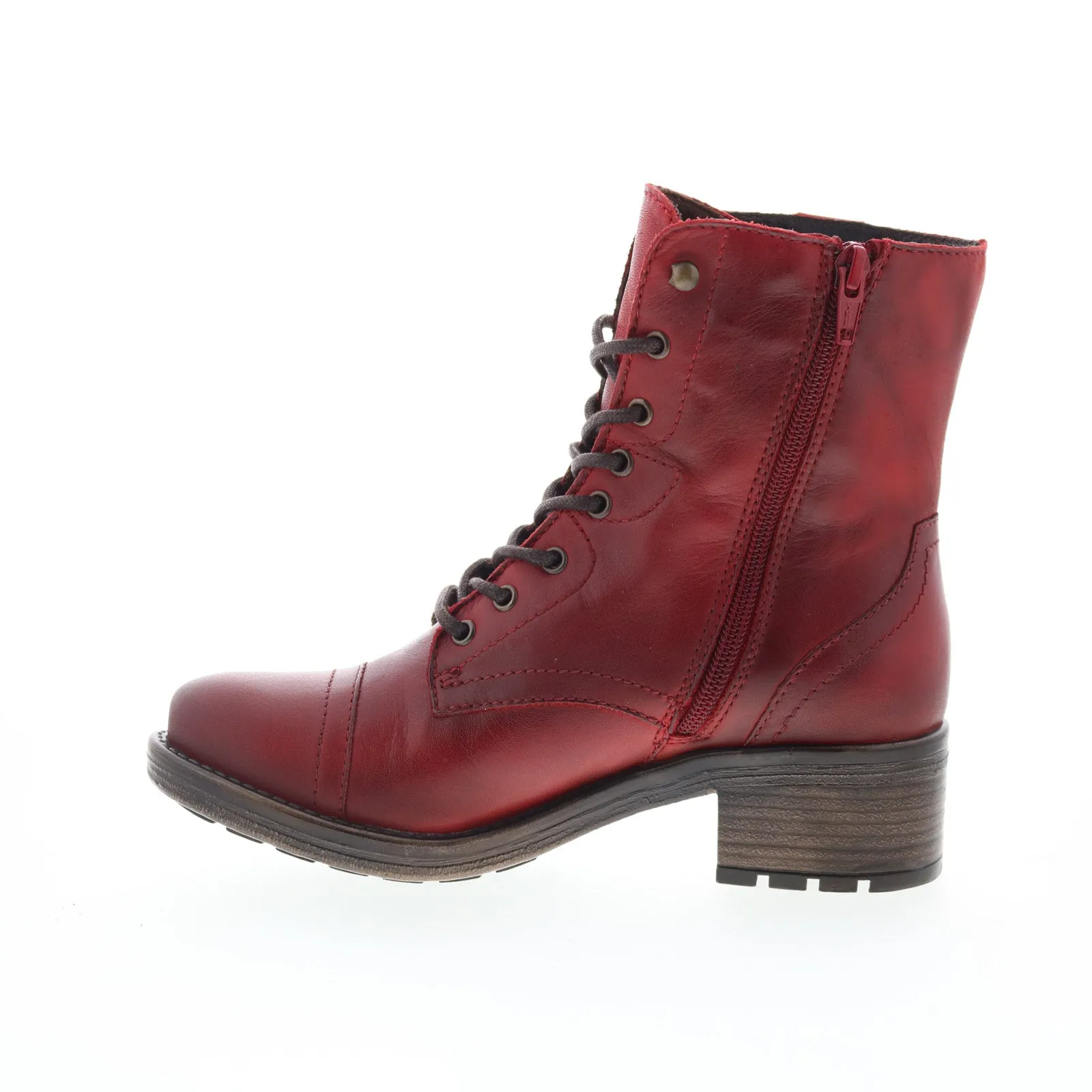 Miz Mooz Calla Womens Red Leather Lace Up Casual Dress Boots athlete Transitional Style