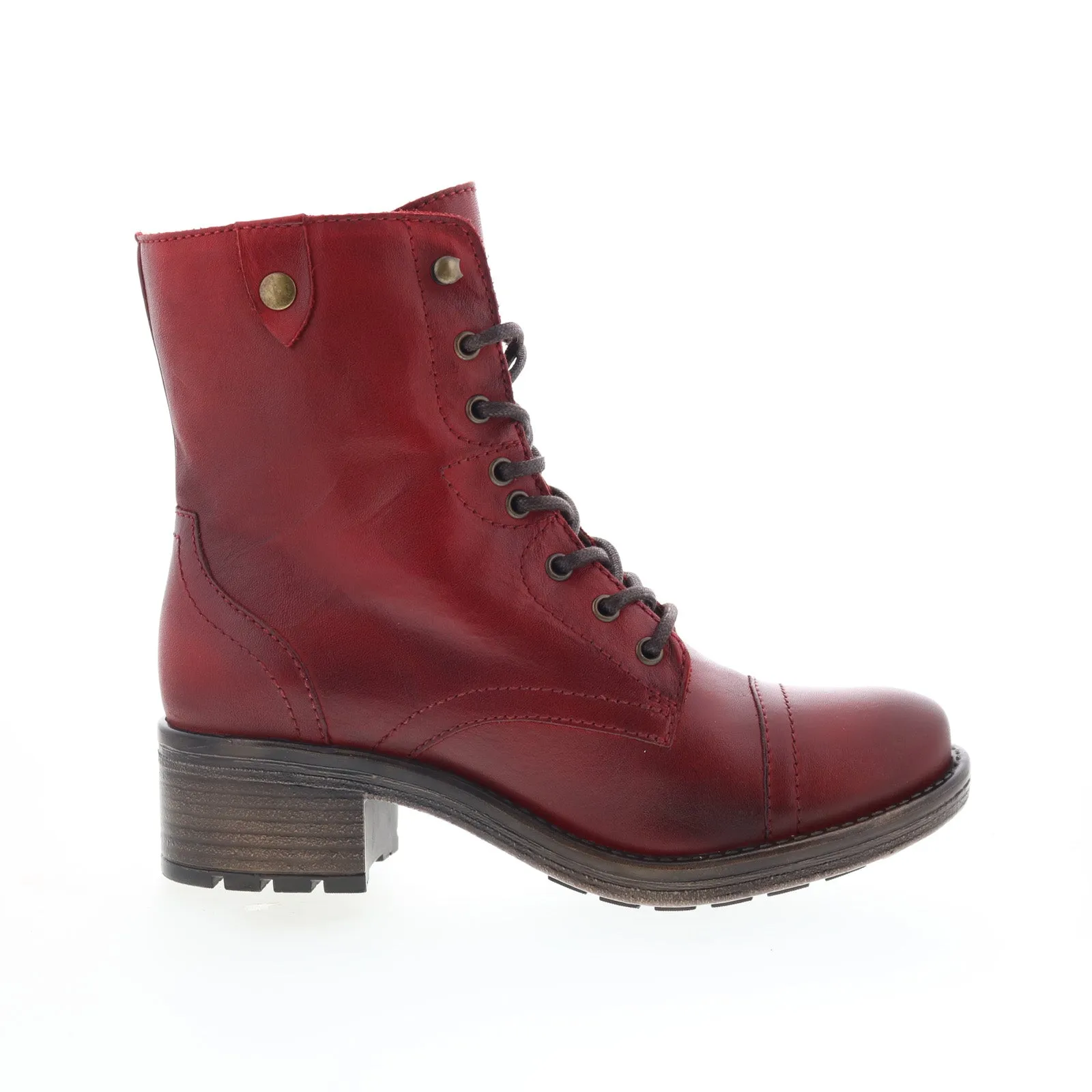 Miz Mooz Calla Womens Red Leather Lace Up Casual Dress Boots Casual Day Versatile Look