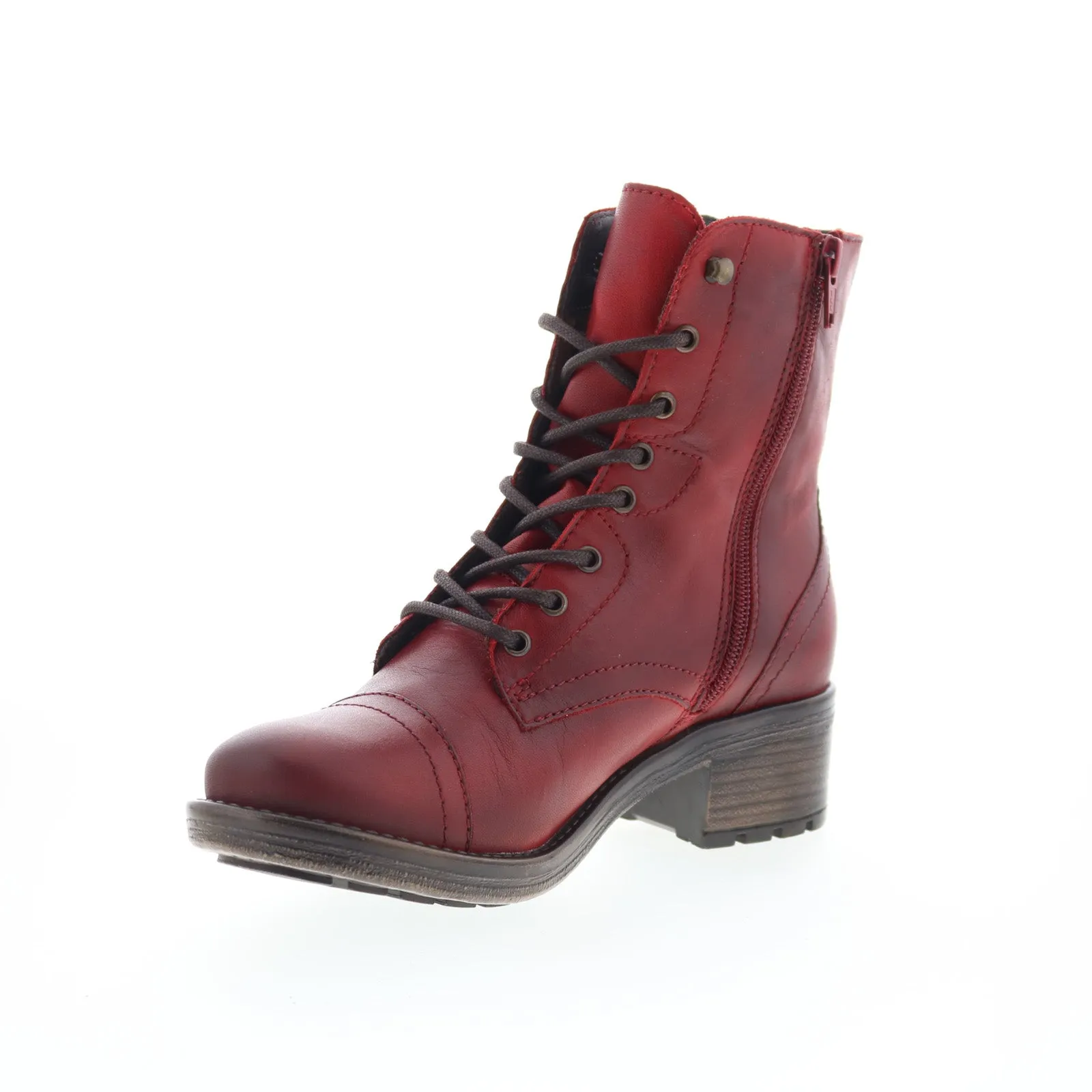 Comfortable backstay Miz Mooz Calla Womens Red Leather Lace Up Casual Dress Boots