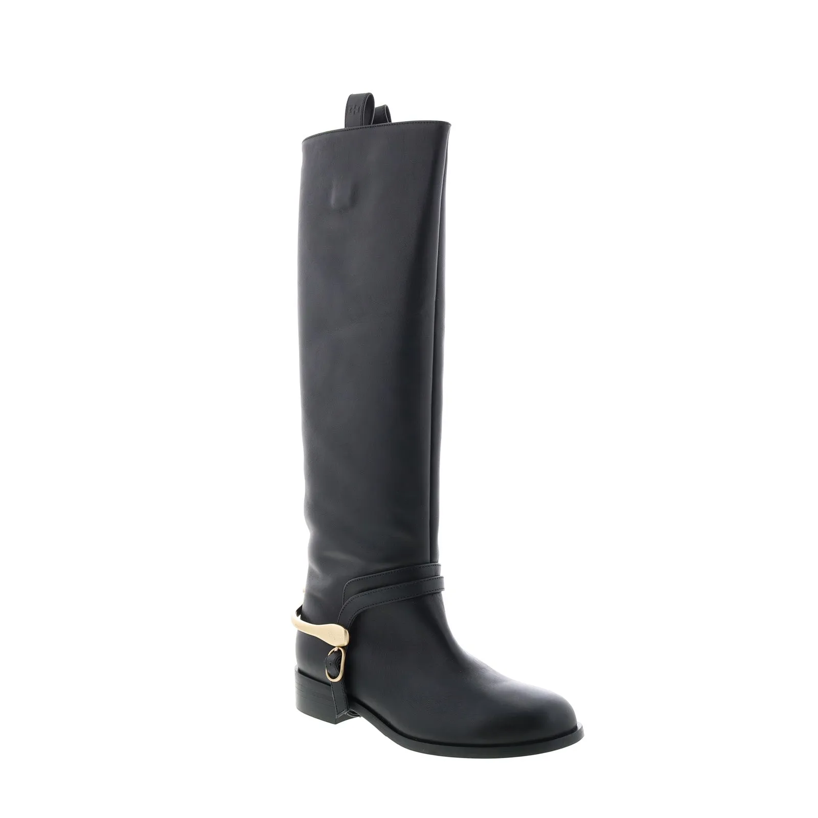 Padded Tongue Bruno Magli Agnese BW1AGNA0 Womens Black Leather Zipper Knee High Boots