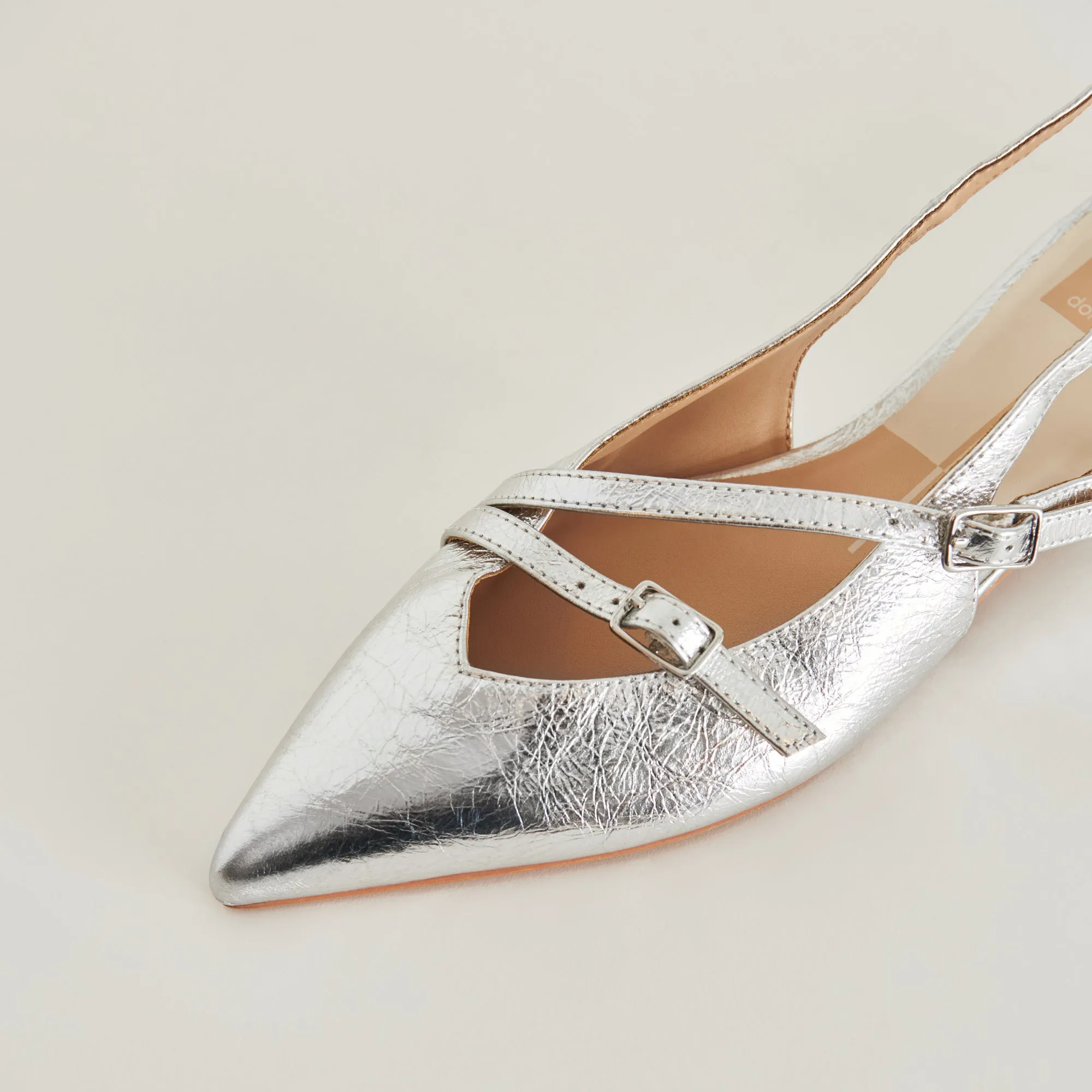 Roof Glow PAMLA FLATS SILVER CRINKLE PATENT