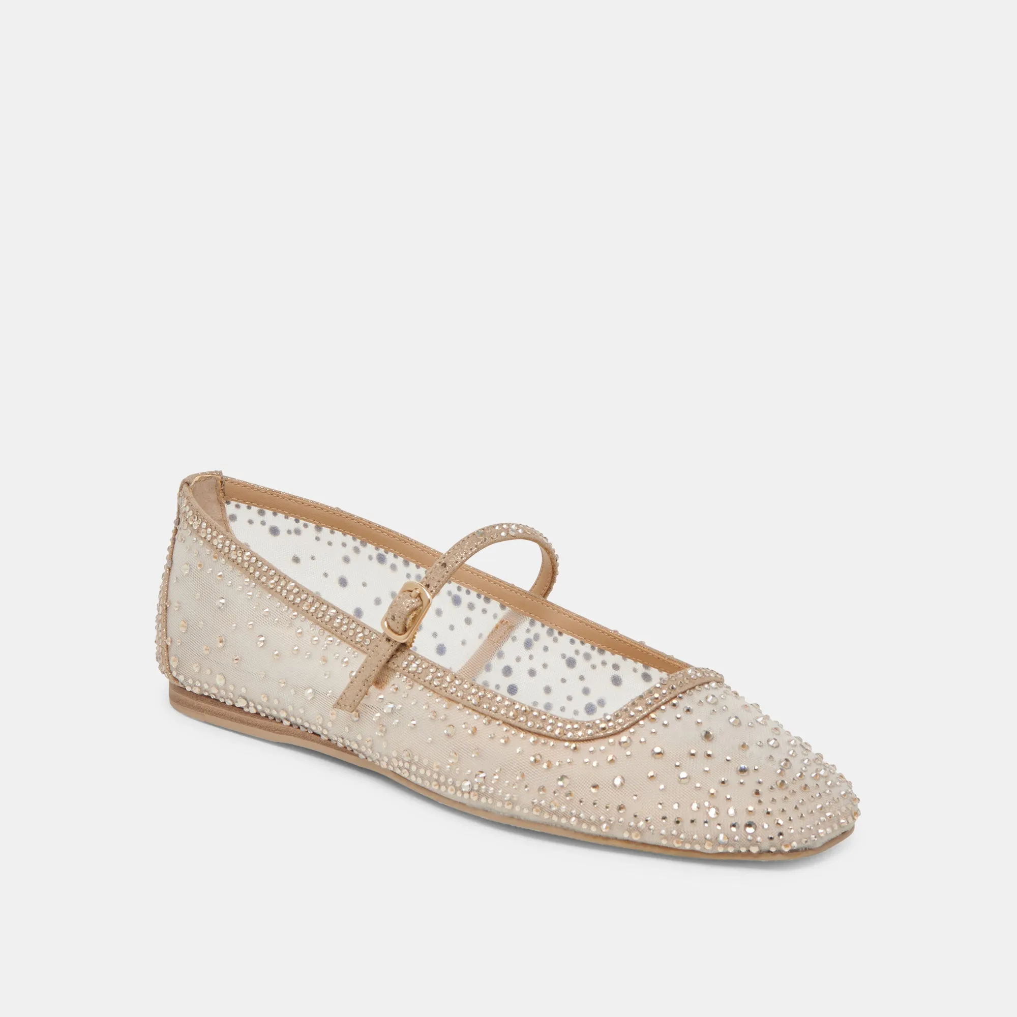 Moon Camp REYES CRYSTAL BALLET FLATS GOLD MESH