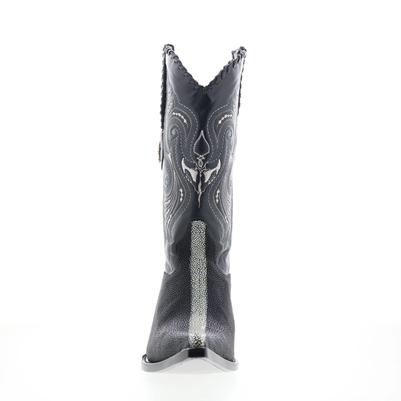 Los Altos 3X Toe Polished Stingray Mens Black Wide Cowboy Western Boots Comfortable buckles Modern Edge