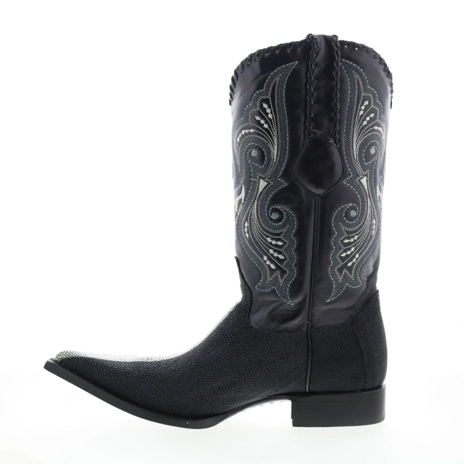 Los Altos 3X Toe Polished Stingray Mens Black Wide Cowboy Western Boots Shopping Mall