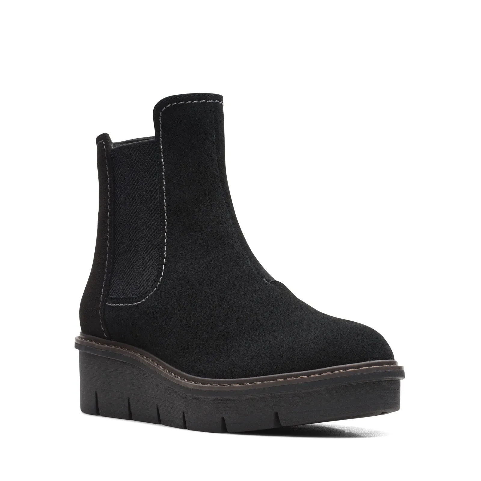 Clarks Airabell Move 26168588 Womens Black Suede Zipper Casual Dress Boots Sturdy sole