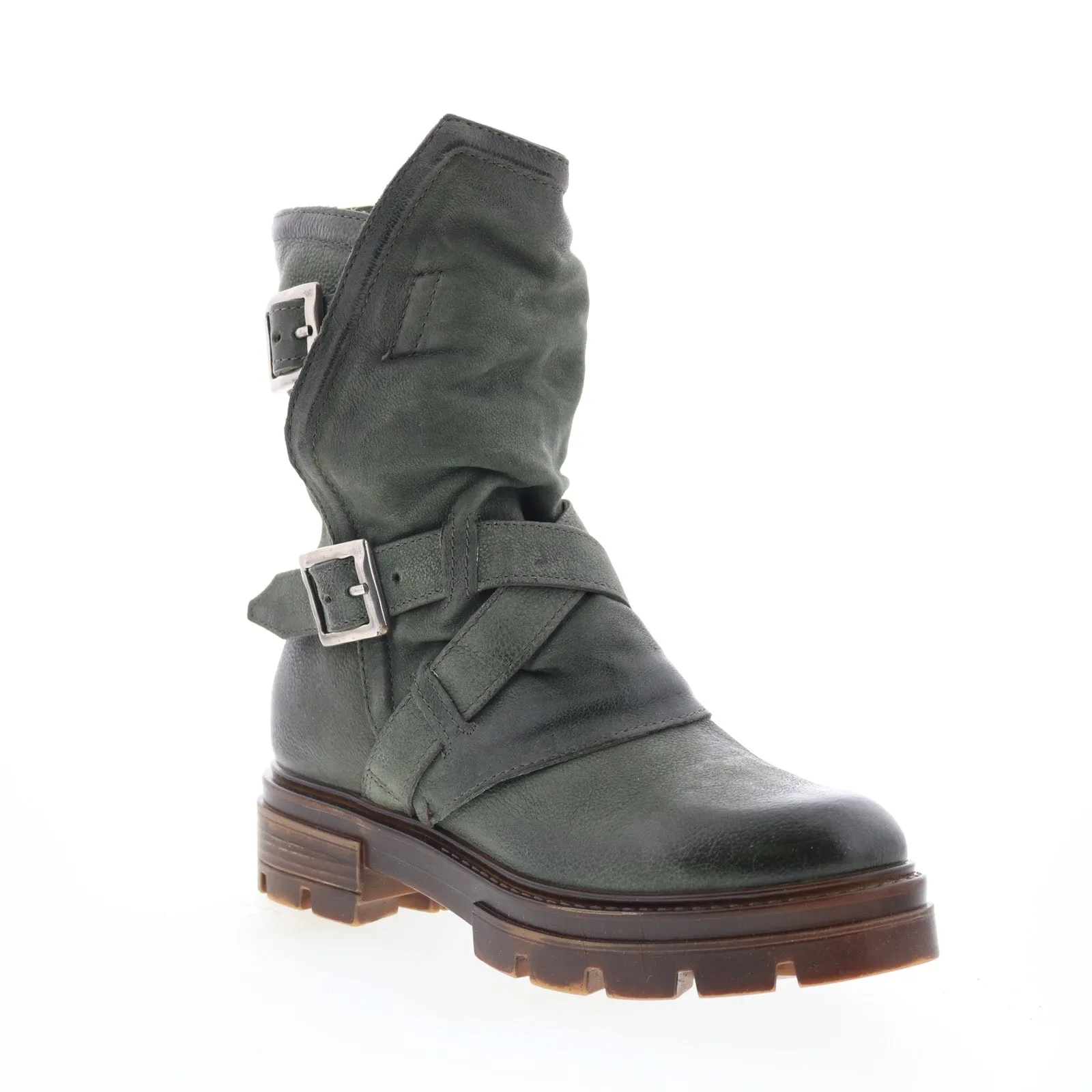 Miz Mooz Biggs Womens Green Leather Zipper Casual Dress Boots Fashionable
