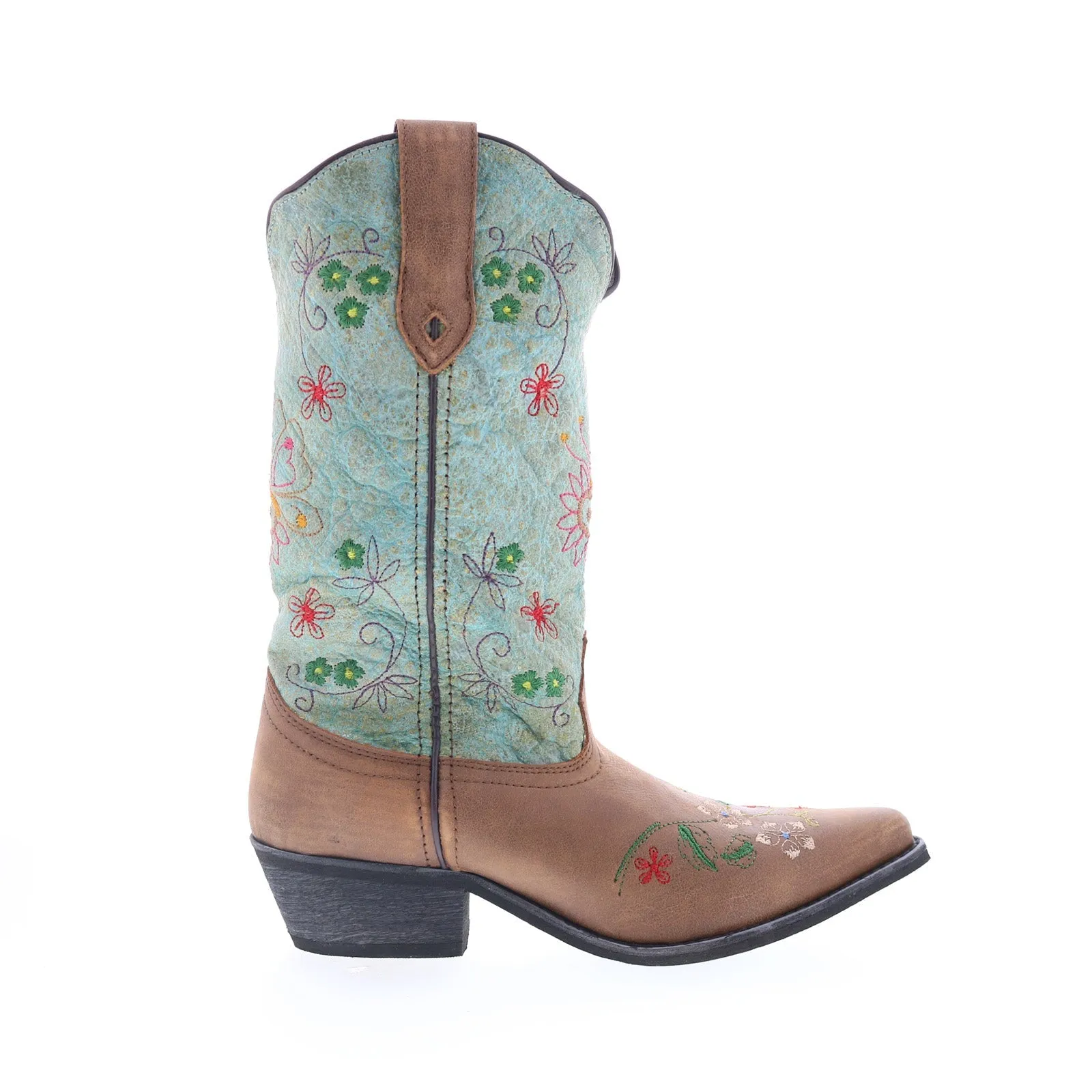 Smoky Mountain Boots Autumn 6960 Womens Brown Leather Slip On Western Boots Mid Rise