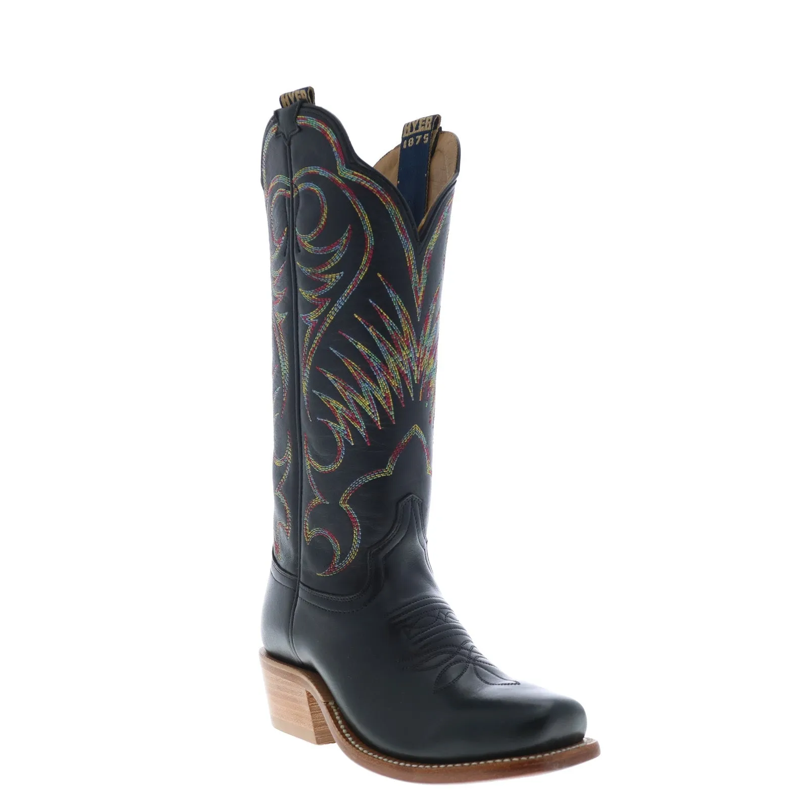 Wide Sole City Street Hyer Leawood 13" HW42007 Womens Black Cowhide Leather Western Cowboy Boots