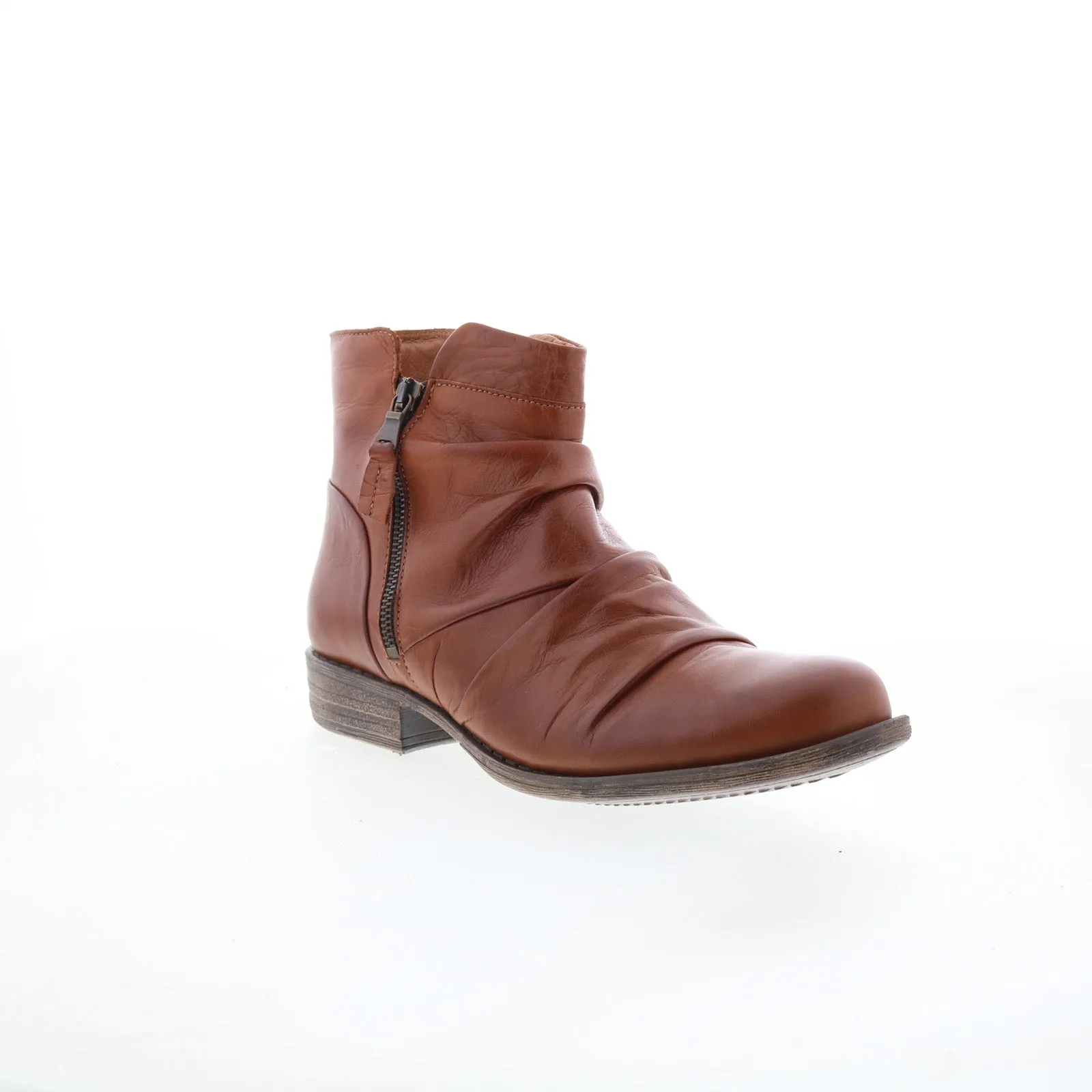 Comfortable compression Miz Mooz Lucy-EU Womens Brown Leather Zipper Ankle & Booties Boots