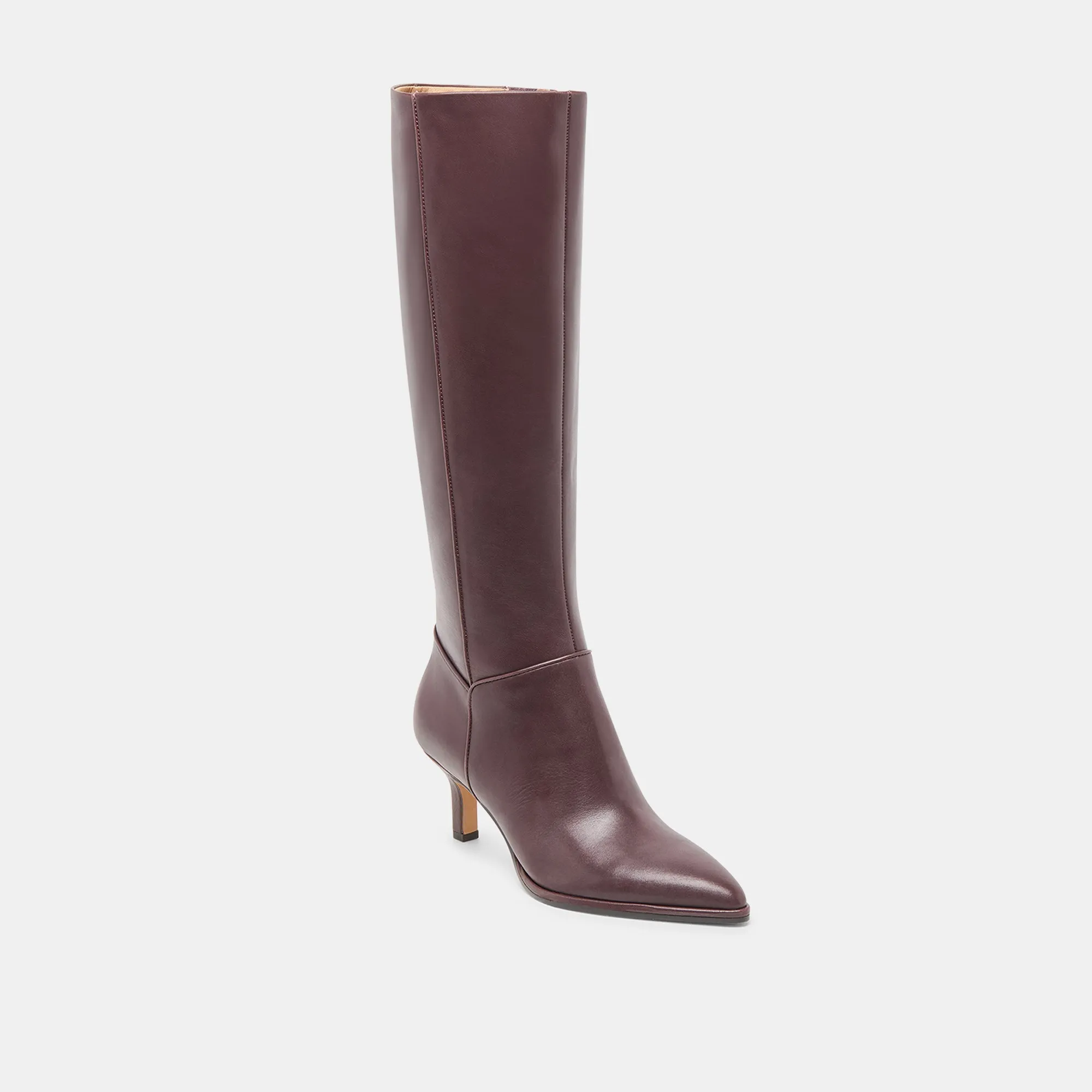 ALDY WIDE CALF BOOTS MULBERRY LEATHER Side Zip