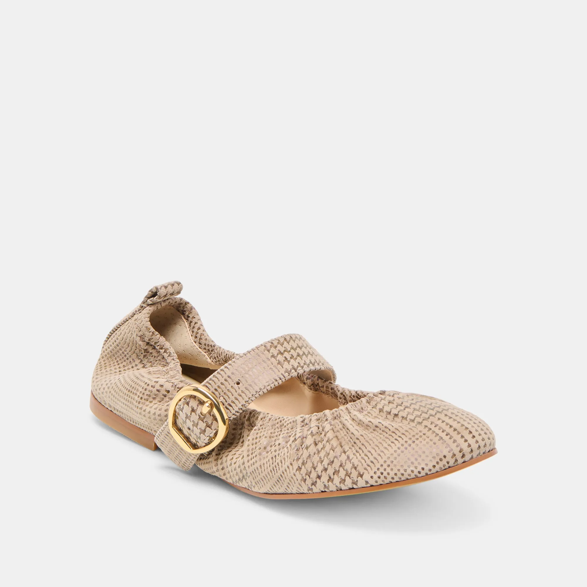 CAELY BALLET FLATS HERRINGBONE PRINTED SUEDE Lagoon Step Camp Time
