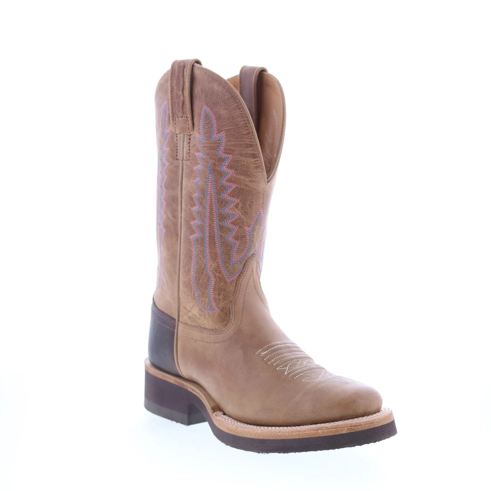Mountain Trail Jama Old West 1639L Womens Brown Leather Slip On Cowboy Western Boots