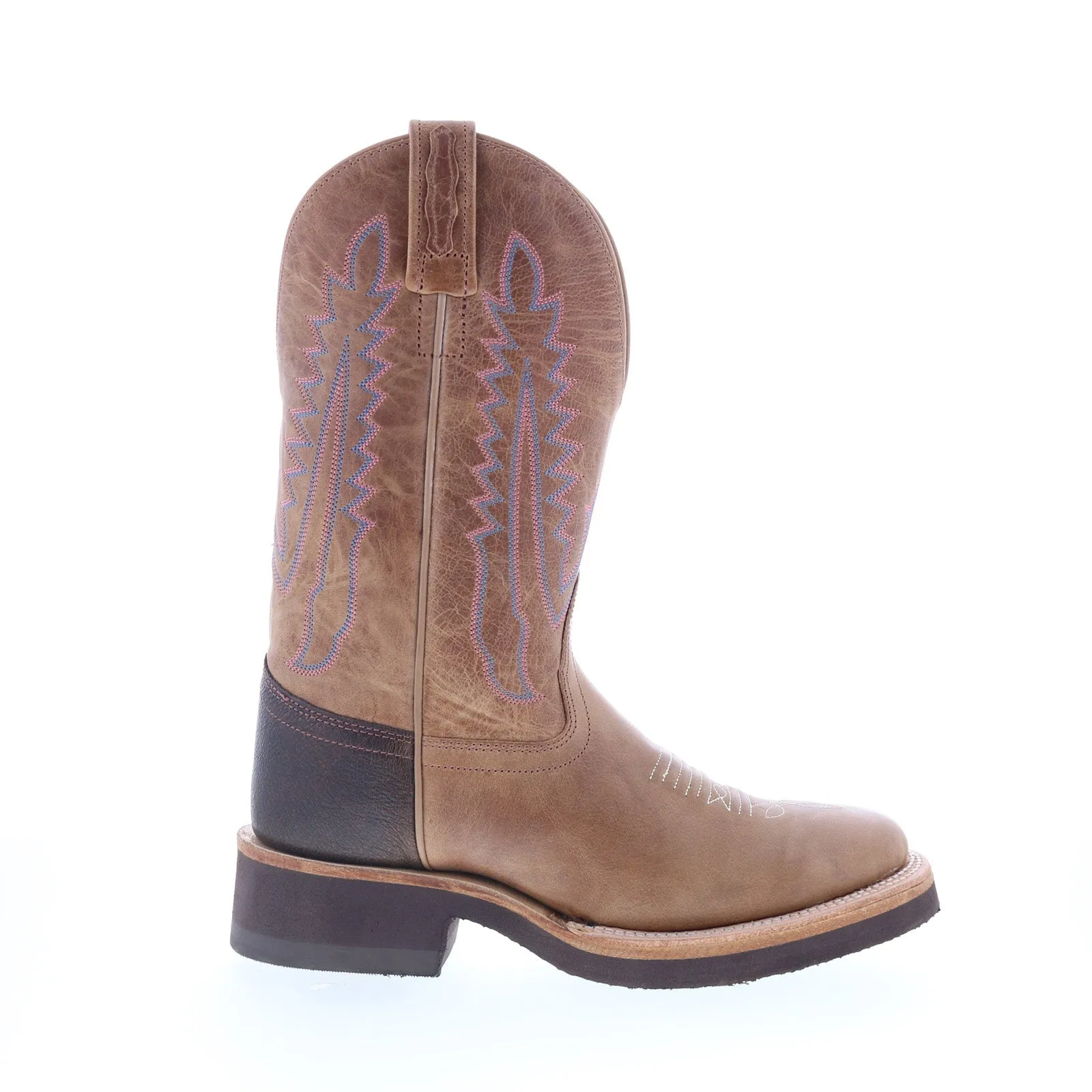 Jama Old West 1639L Womens Brown Leather Slip On Cowboy Western Boots Robust Build Comfort Edge