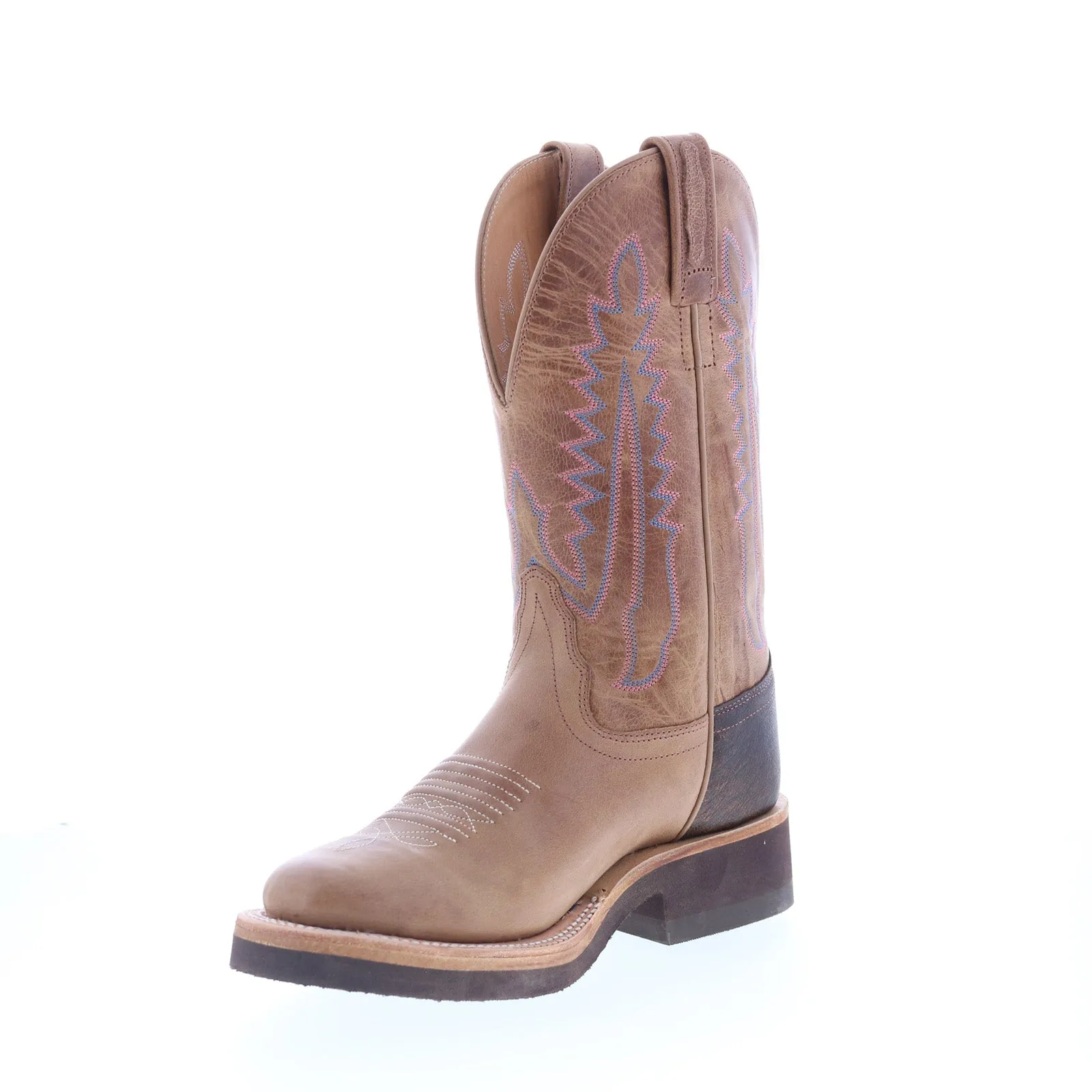 Jama Old West 1639L Womens Brown Leather Slip On Cowboy Western Boots Surfer