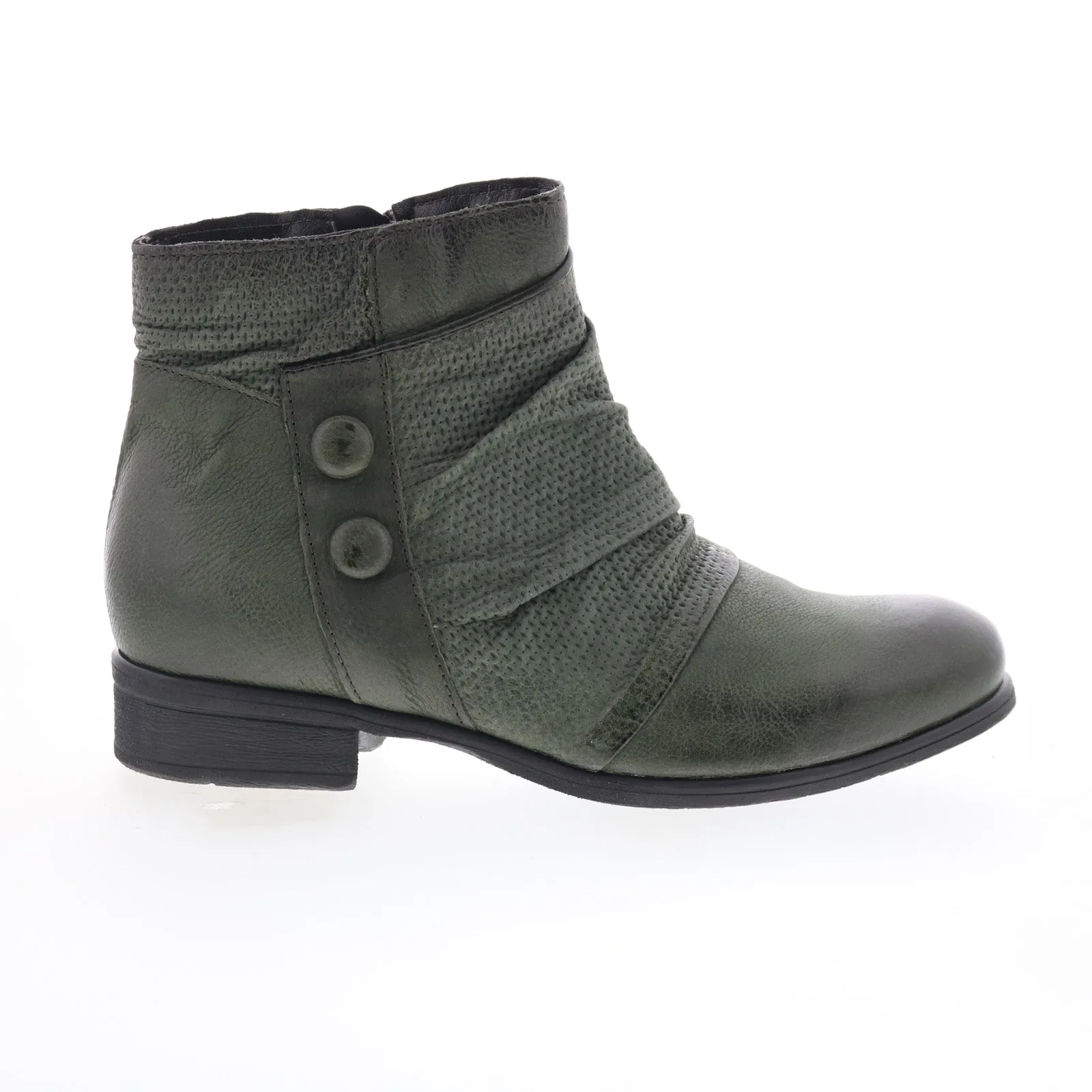 Miz Mooz Sallie Womens Green Leather Zipper Ankle & Booties Boots Soft Sole