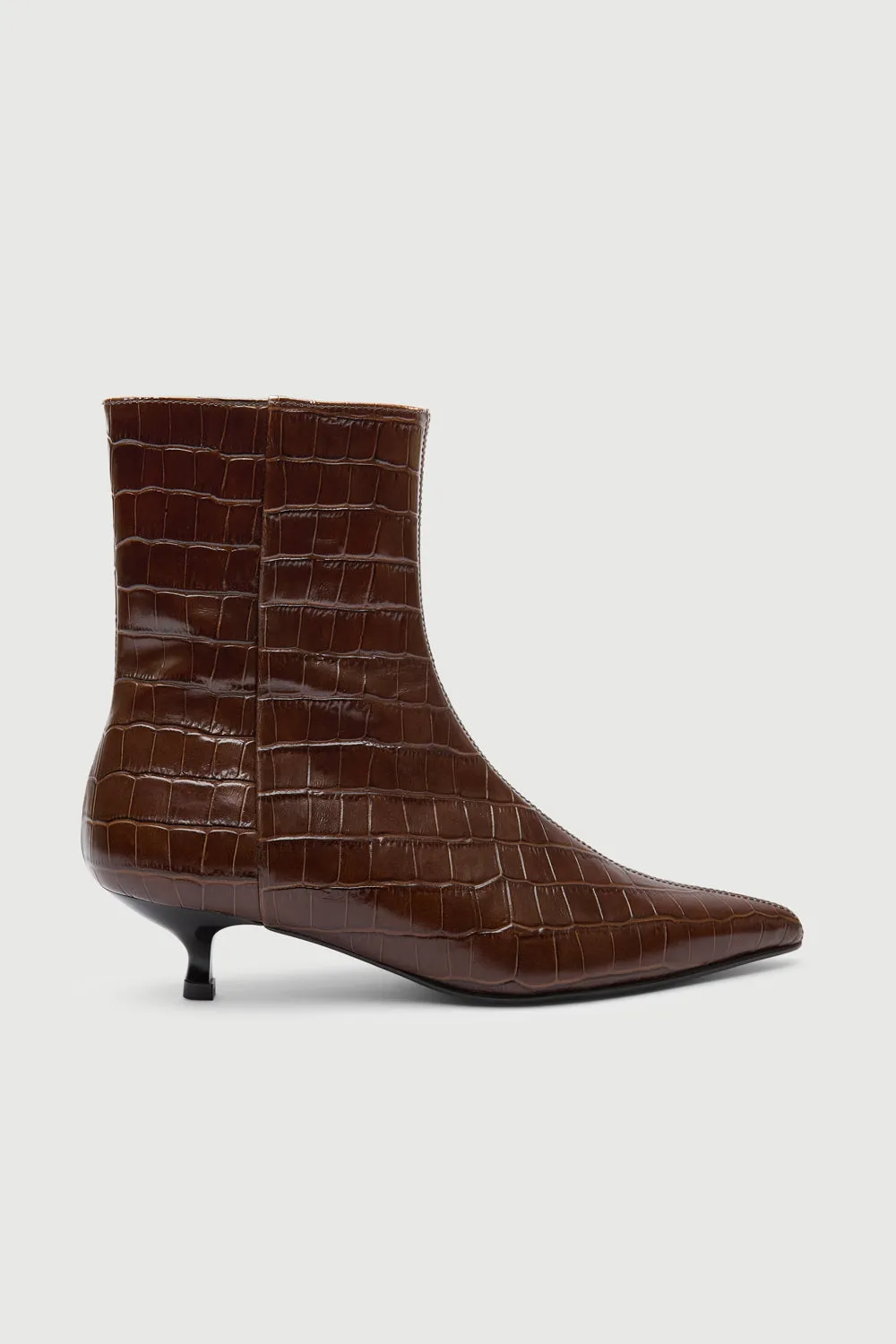 Trendy Footwear Comfortable Wear Paula Ankle Boots in Chocolate Croco-effect Leather