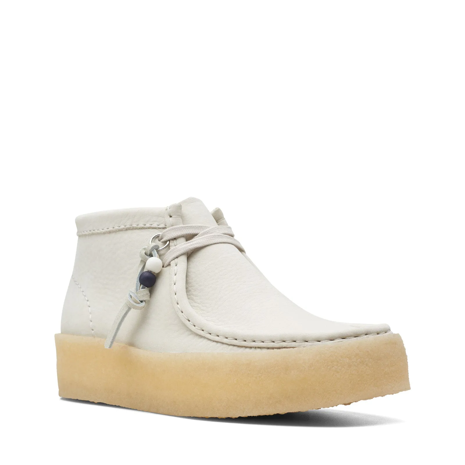 Neutral Pair Comfortable to walk Clarks Wallabee Cup Boot 26168988 Womens White Nubuck Lace Up Chukkas Boots