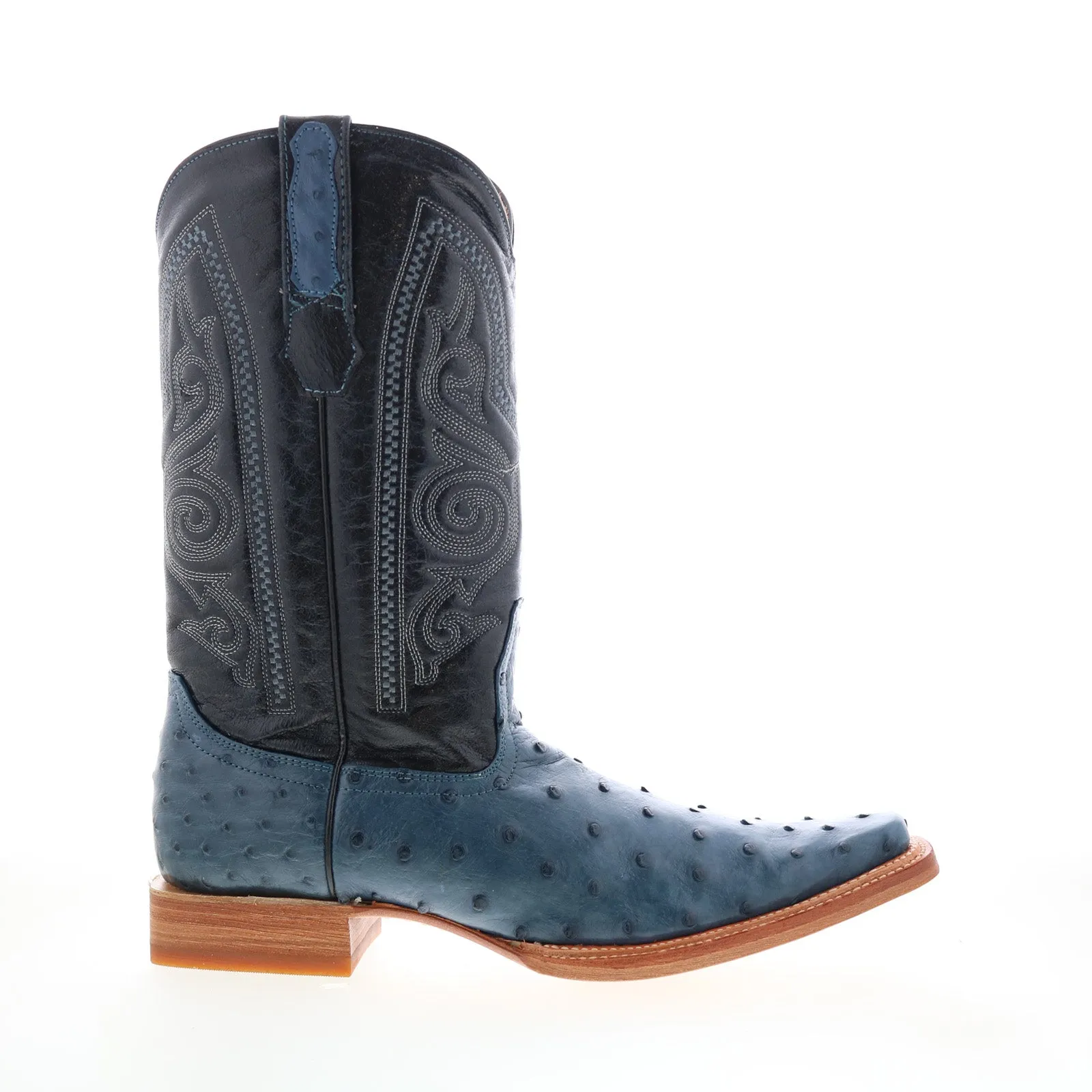Comfort Oriented Los Altos Versace Style Ostrich 700314 Mens Blue Wide Cowboy Western Boots