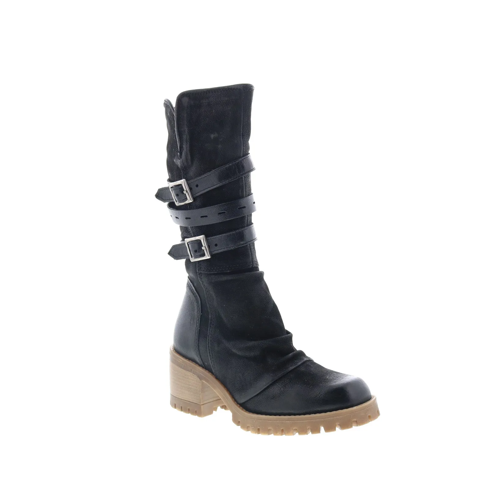 Pull On Style Minimal Aesthetic Miz Mooz Meara Womens Black Leather Zipper Casual Dress Boots