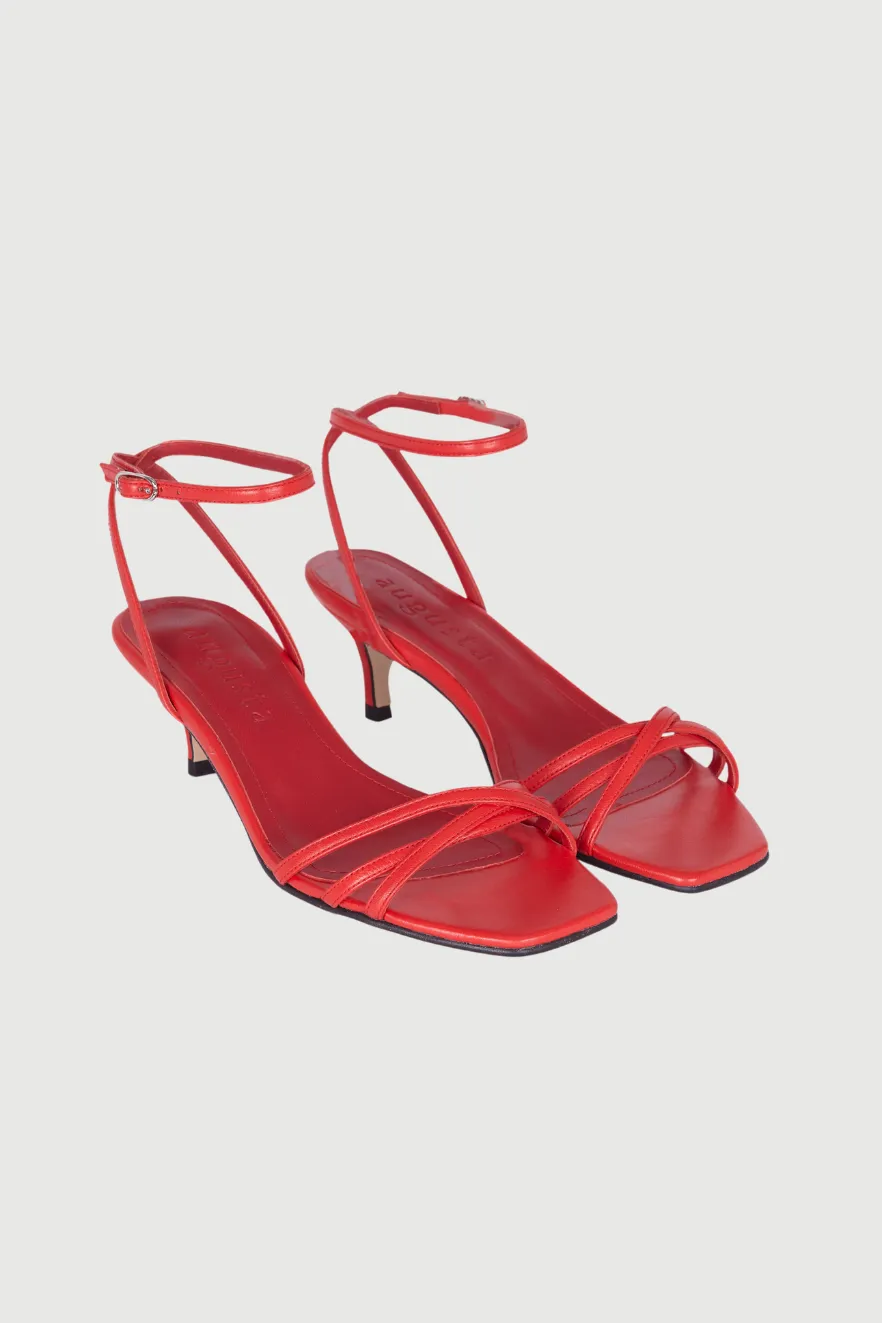 Uma Sandals in Red Leather Modern Design