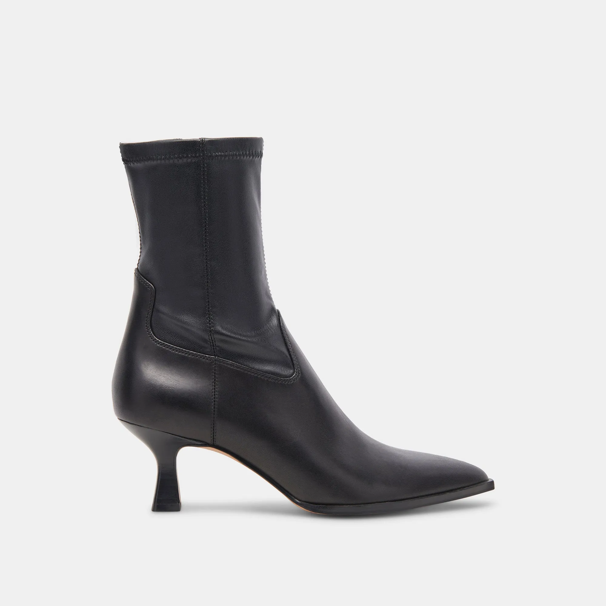 ARYA WIDE CALF BOOTS BLACK LEATHER Quick Pull No Laces
