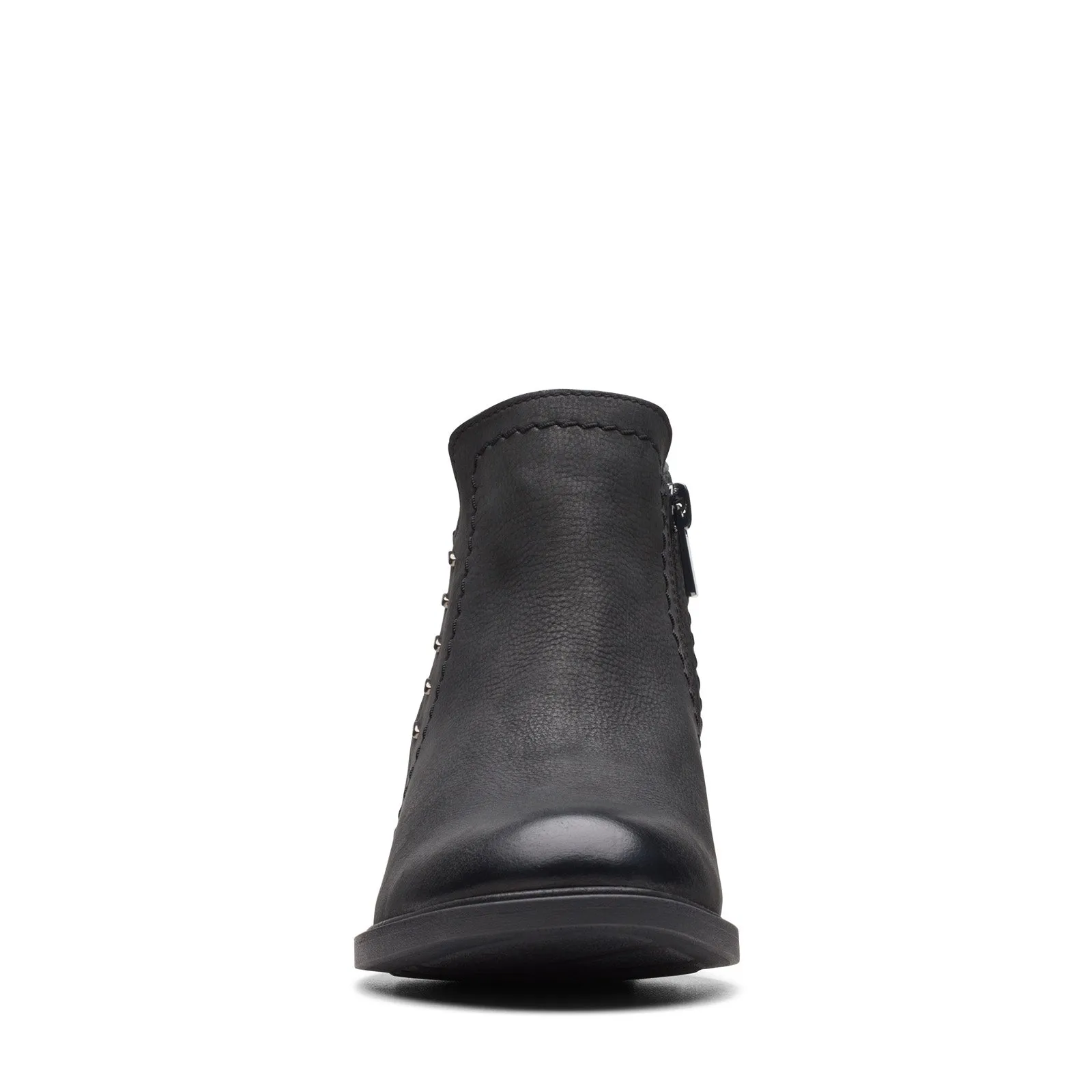 Mud Friendly Clarks Neva LO 26175257 Womens Black Leather Zipper Ankle & Booties Boots