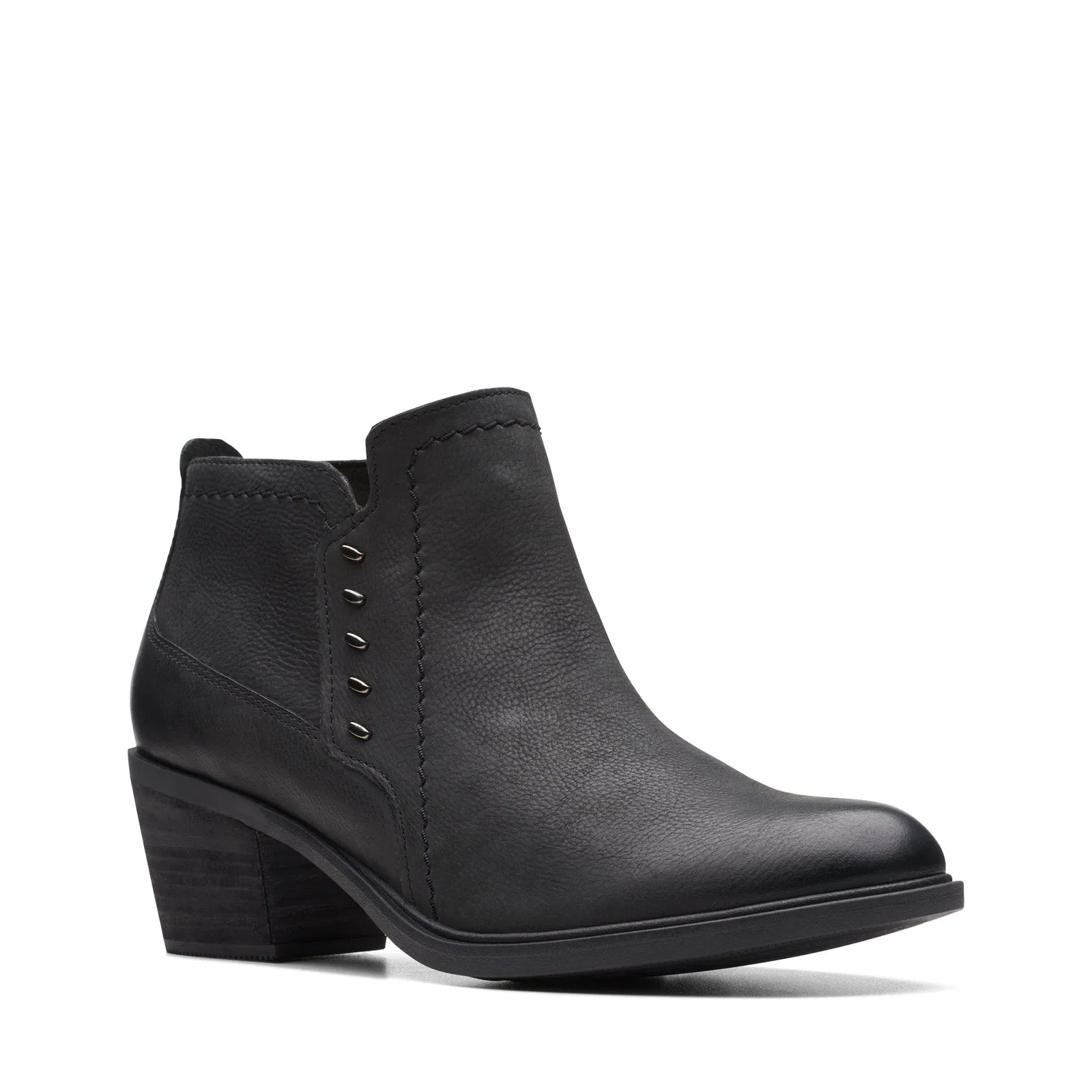Transitional Look Clarks Neva LO 26175257 Womens Black Leather Zipper Ankle & Booties Boots