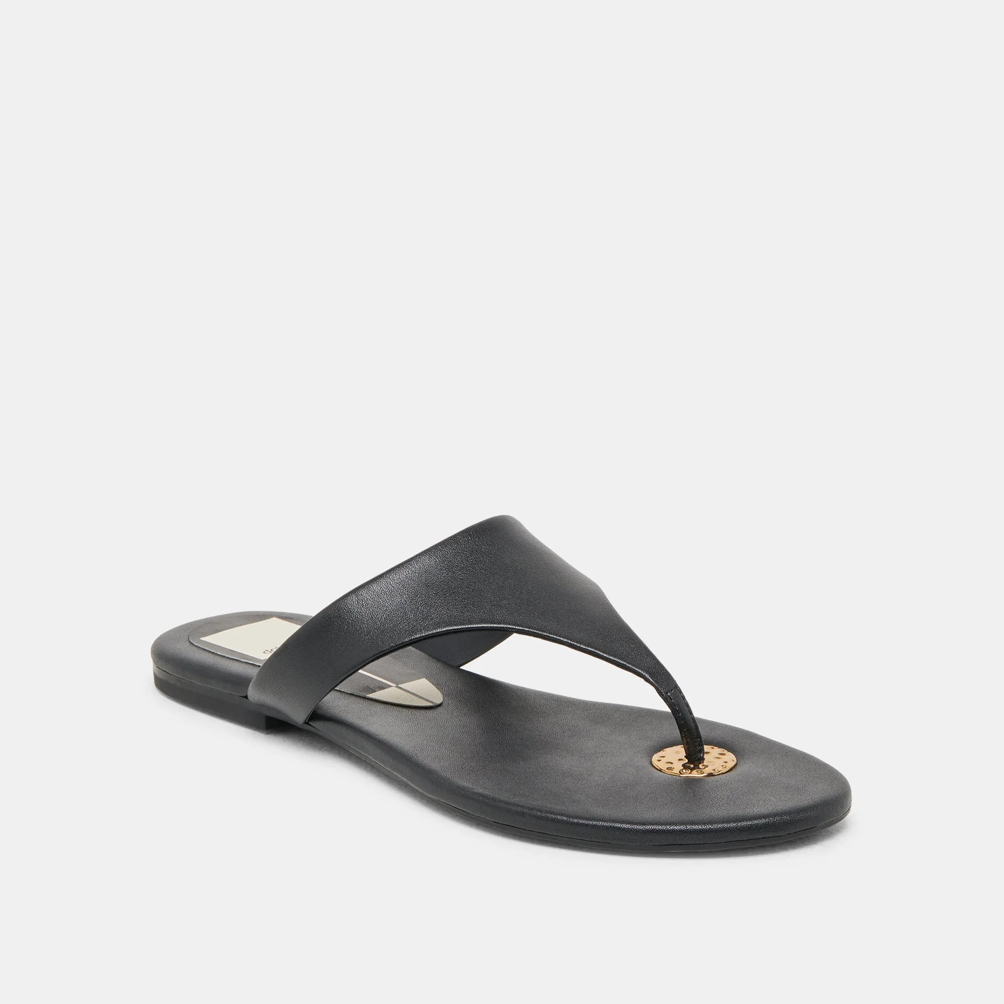 KITTLE SANDALS BLACK LEATHER Thin Sole Sunny Day