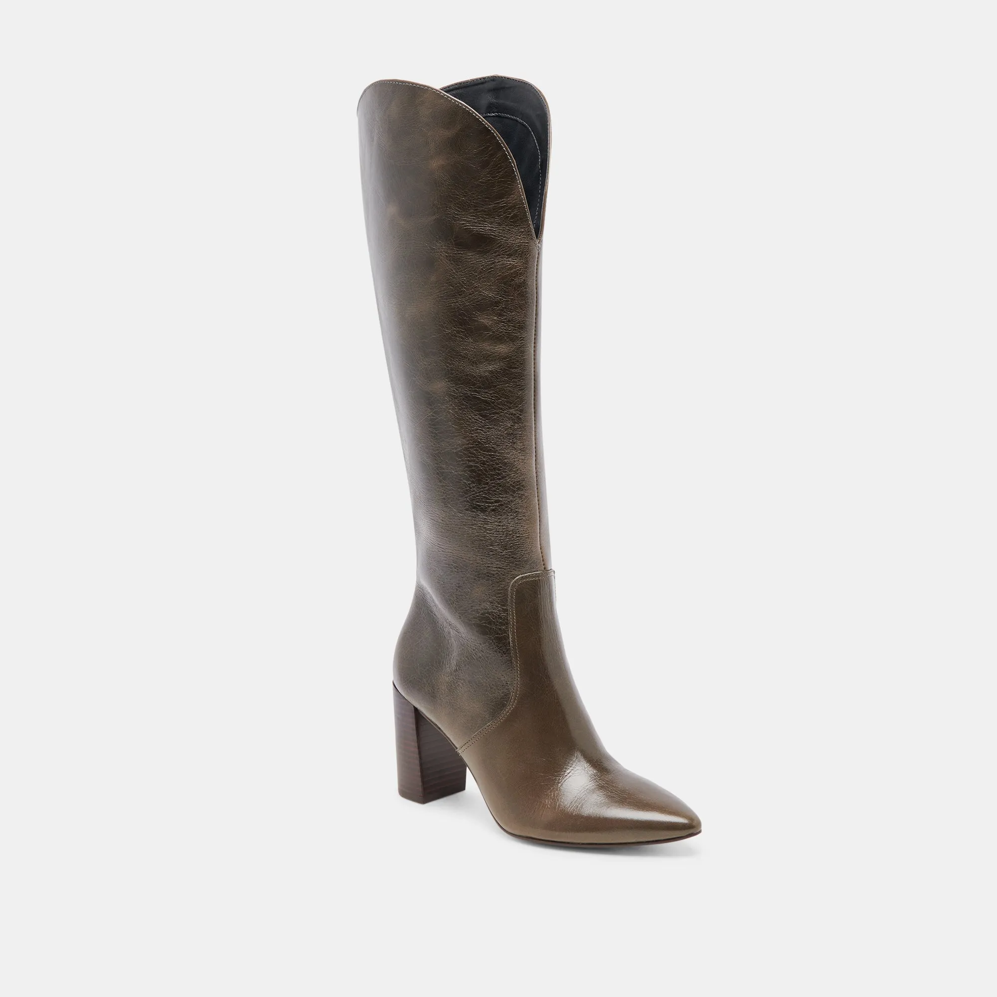 NEDI BOOTS DARK OLIVE LEATHER Protective Lining