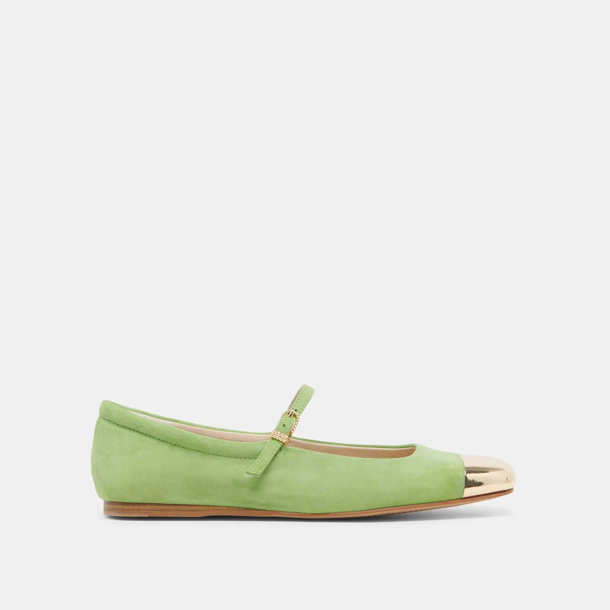 Low Heel Ocean Deck REYES TOE CAP BALLET FLATS LIME SUEDE