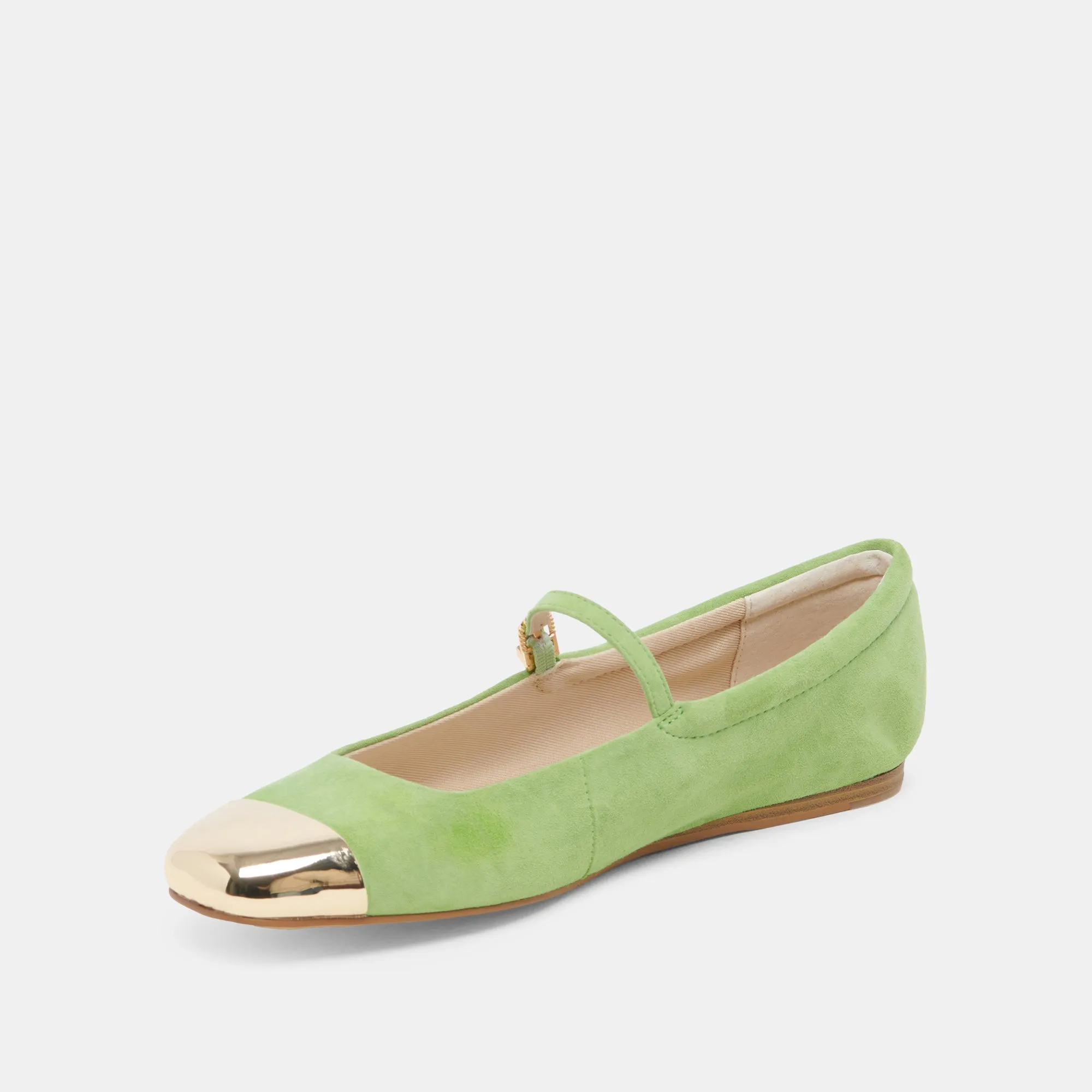 Ceremony Glow REYES TOE CAP BALLET FLATS LIME SUEDE
