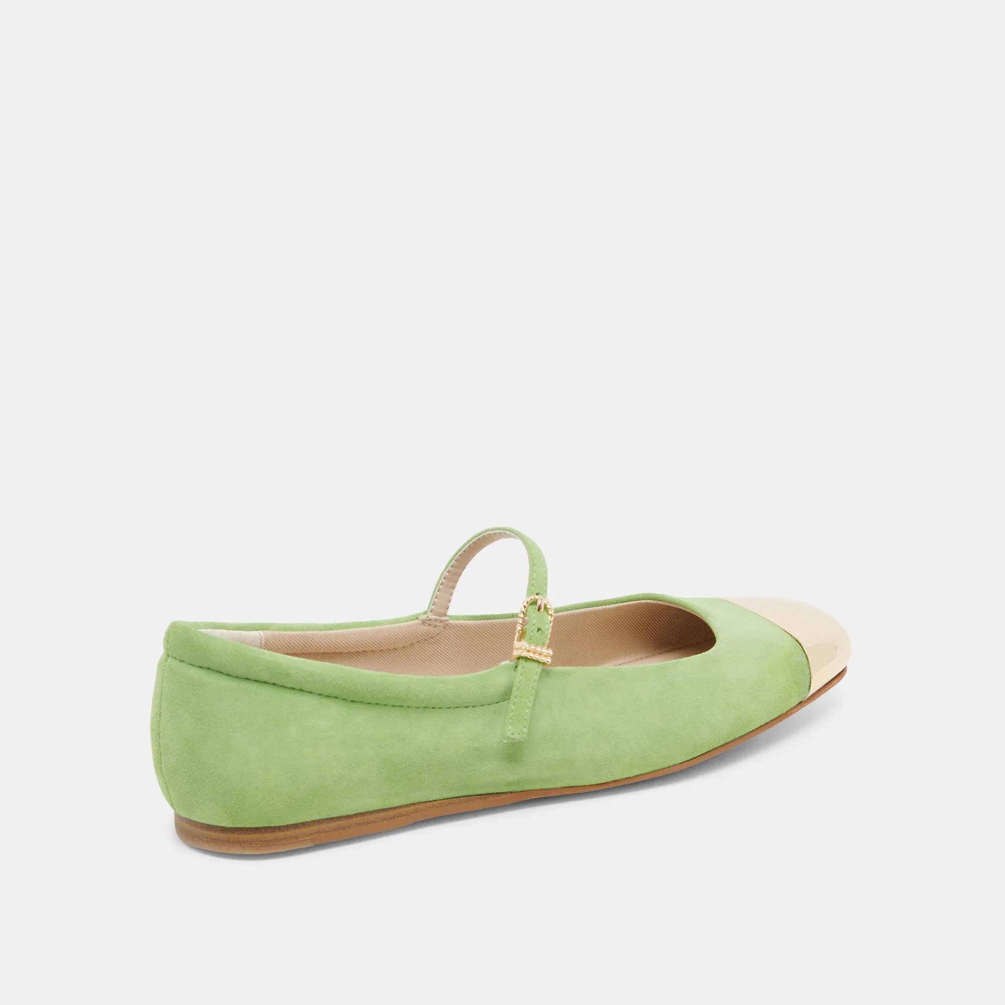 Shop Walk REYES TOE CAP BALLET FLATS LIME SUEDE