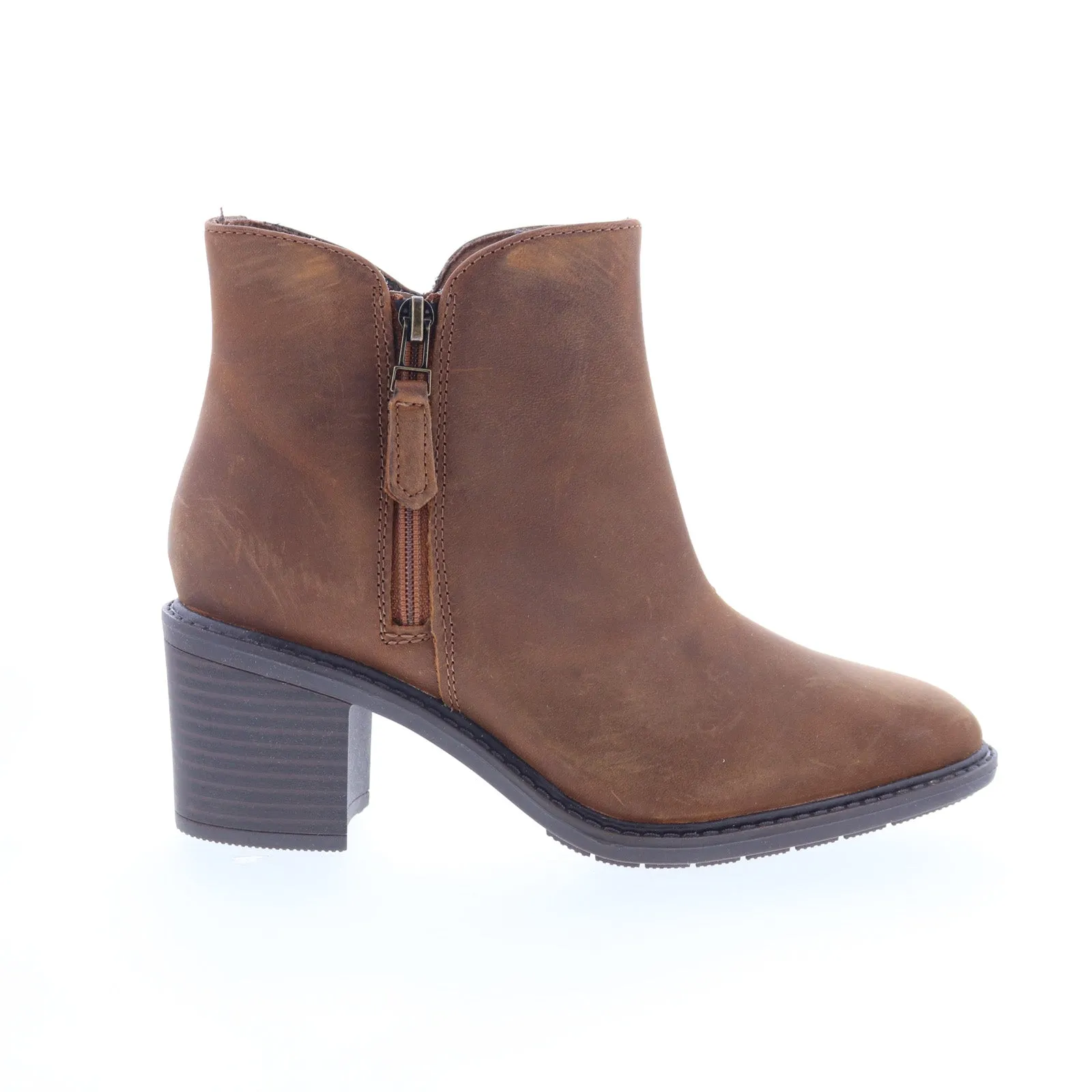 Clarks Scene Zip 26163768 Womens Brown Leather Zipper Ankle & Booties Boots Dry Comfort