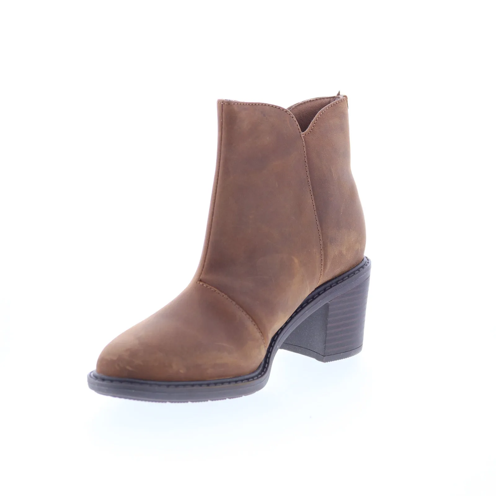 Comfortable to walk Step Control Clarks Scene Zip 26163768 Womens Brown Leather Zipper Ankle & Booties Boots
