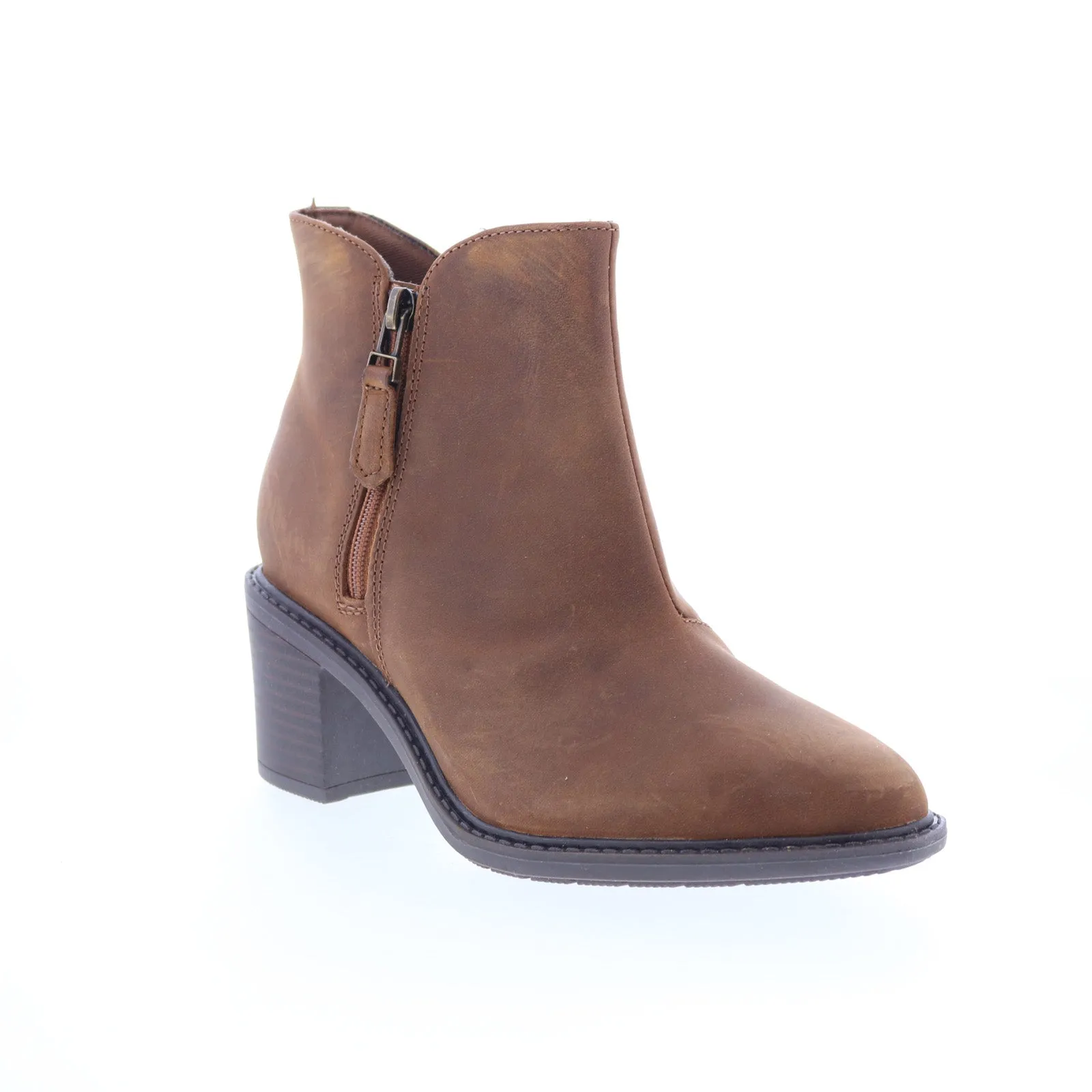 Clarks Scene Zip 26163768 Womens Brown Leather Zipper Ankle & Booties Boots Protective Cushioning