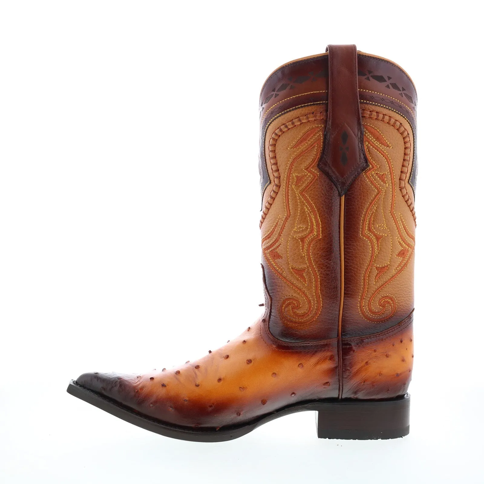 Secure Closure Hard Ground Los Altos 3X Toe Ostrich 9530301 Mens Brown Wide Cowboy Western Boots