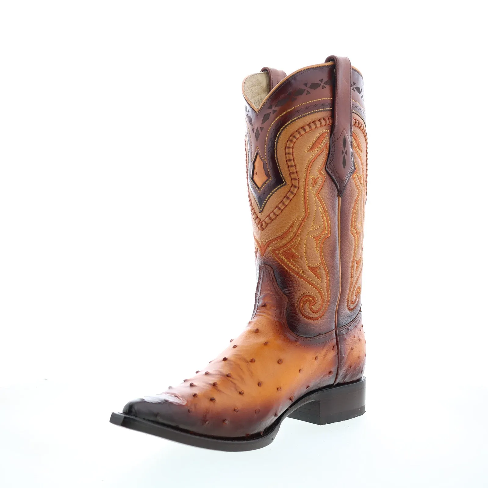 Casual Adventure Los Altos 3X Toe Ostrich 9530301 Mens Brown Wide Cowboy Western Boots