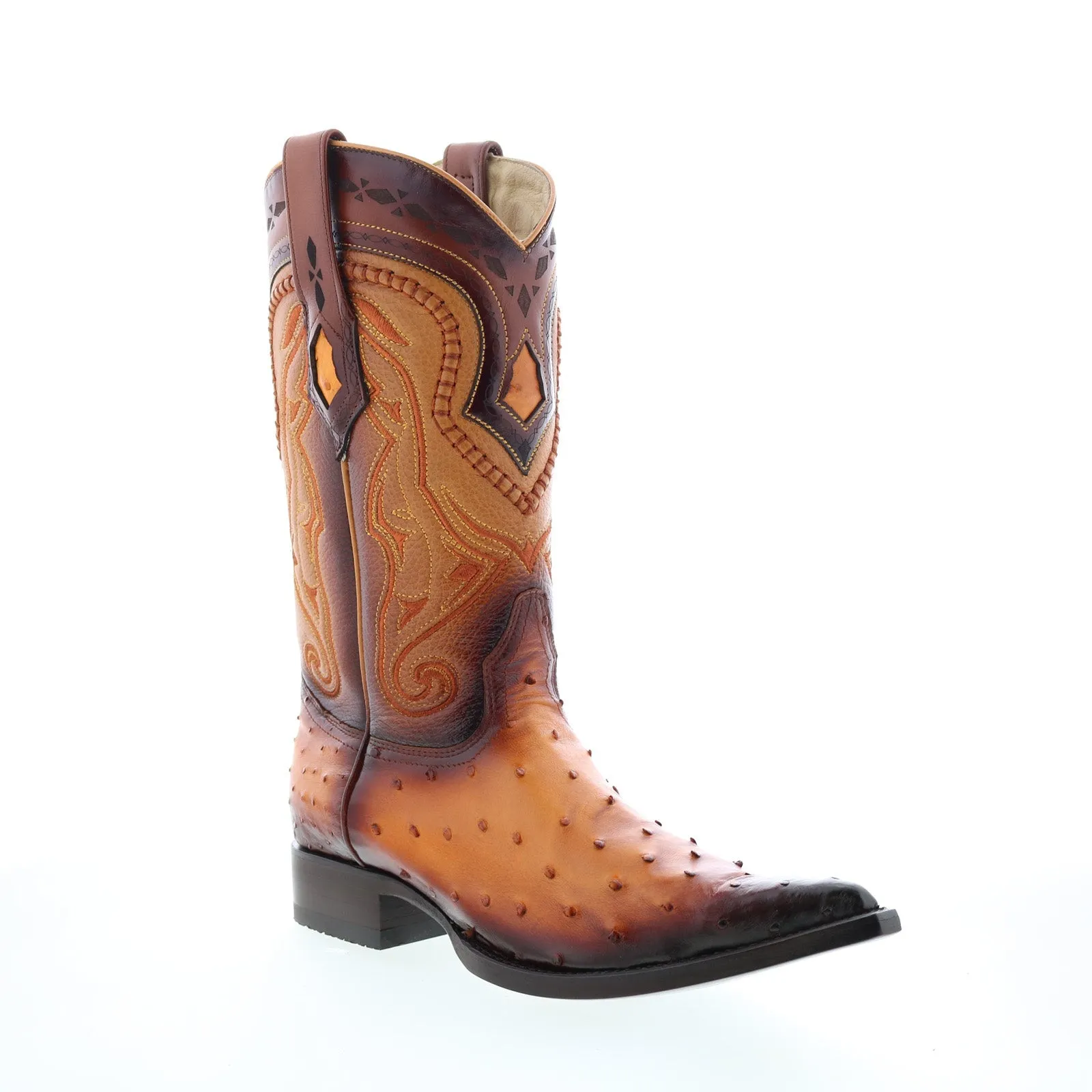 Los Altos 3X Toe Ostrich 9530301 Mens Brown Wide Cowboy Western Boots All-Weather Wear