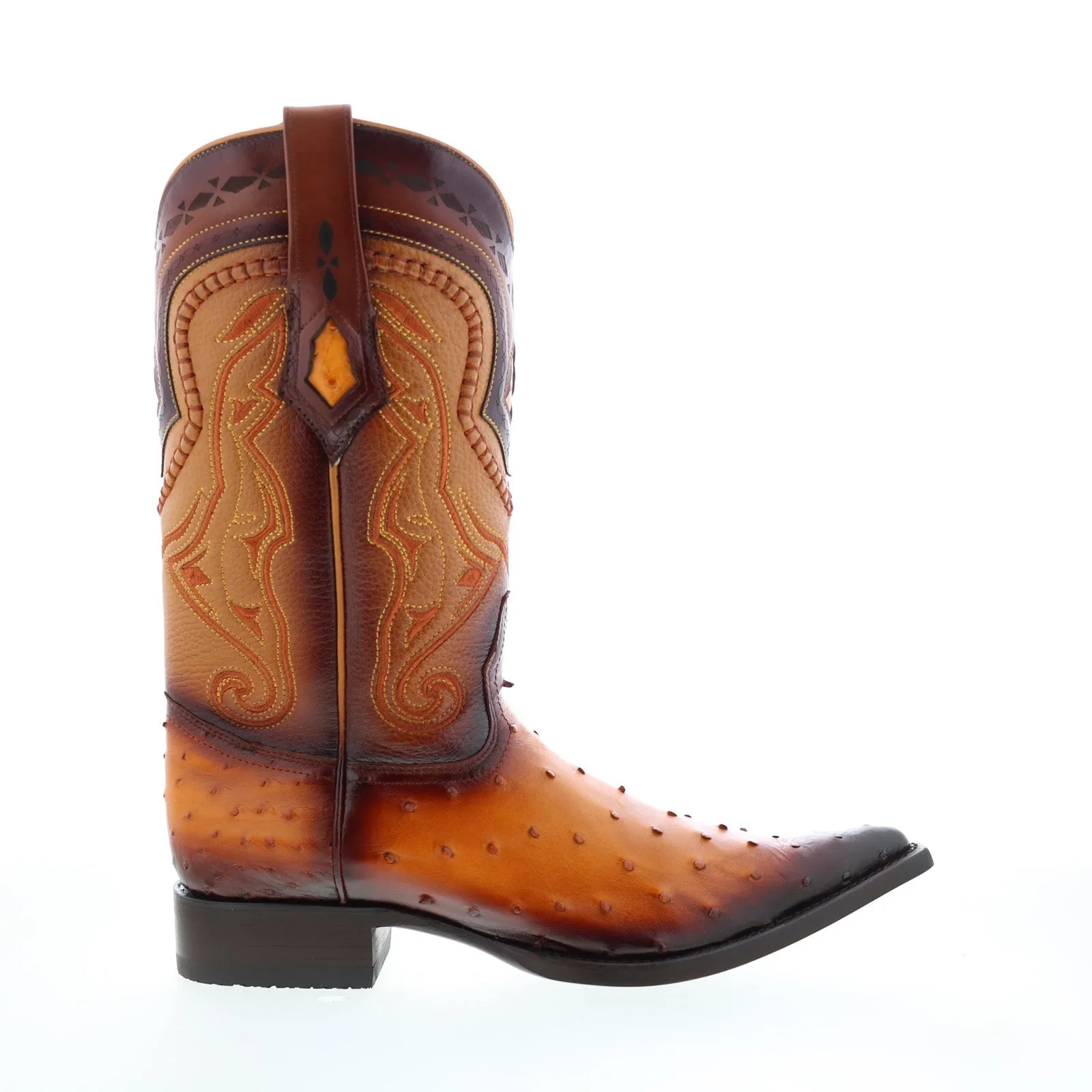 Los Altos 3X Toe Ostrich 9530301 Mens Brown Wide Cowboy Western Boots Sleek Profile Stability Base