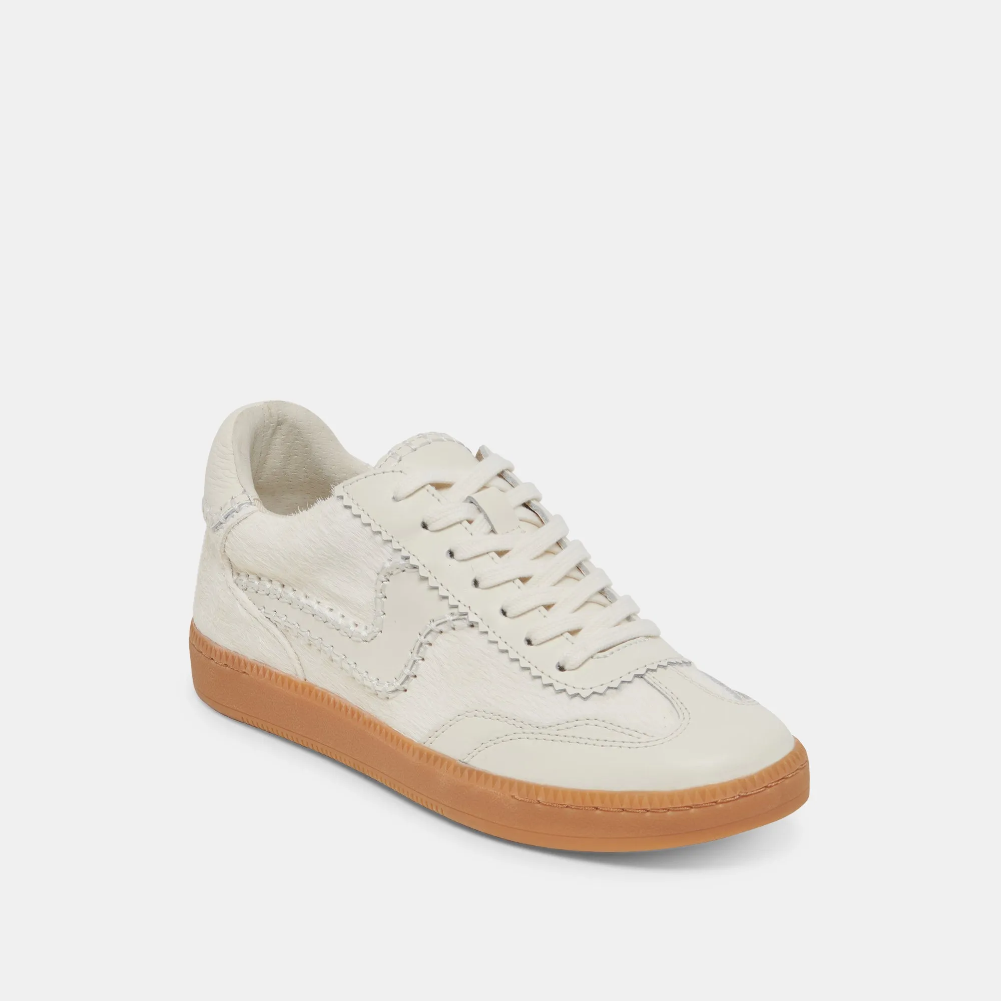Casual Edge Reinforced Stitching NOTICE STITCH SNEAKERS IVORY CALF HAIR