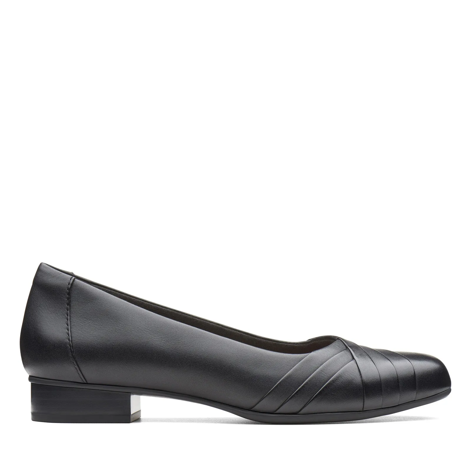 Clarks Juliet Petra 26138759 Womens Black Leather Slip On Pumps Heels Shoes Anti Slip Arch support