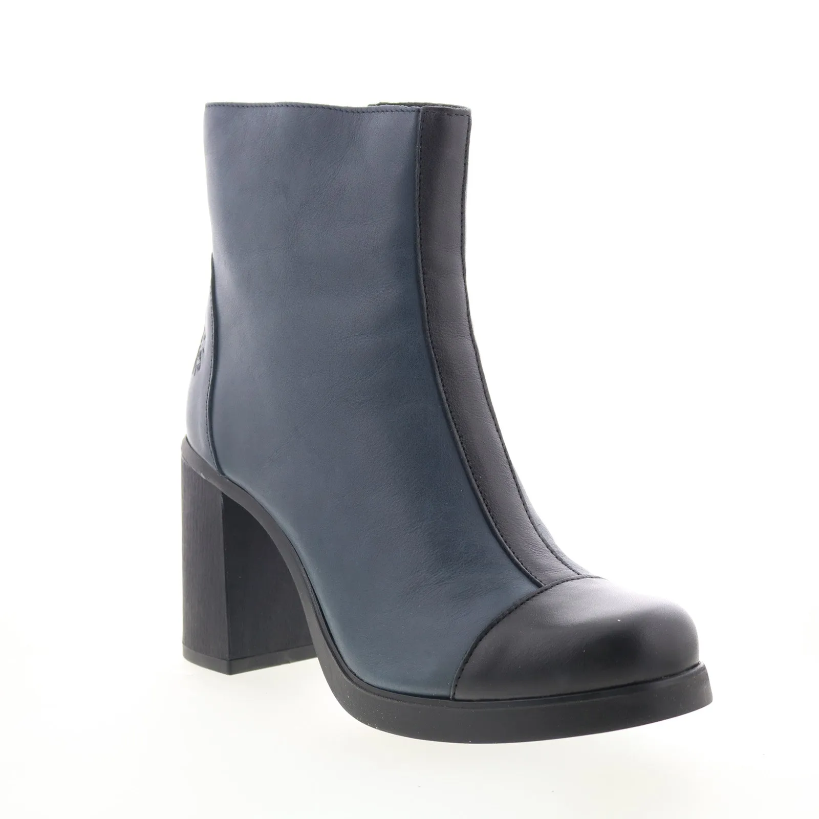 Fly London Stir STIR985FLY-001 Womens Blue Leather Ankle & Booties Boots Velvet Texture