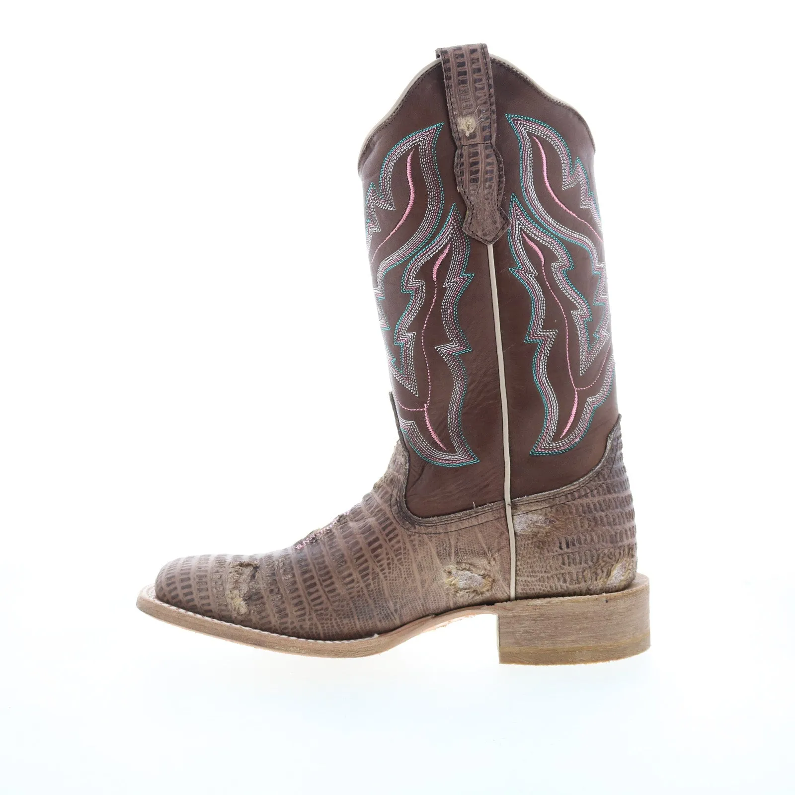 Outlaw Ladies 11" Lizard PNT 70003 Womens Brown Leather Western Boots Off Duty Sleek Comfort