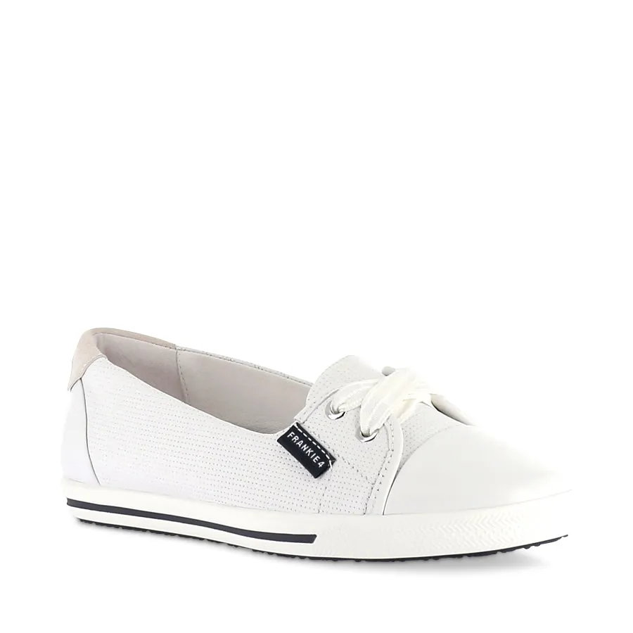 HANNAH III - WHITE PUNCHED LEATHER ankle - support