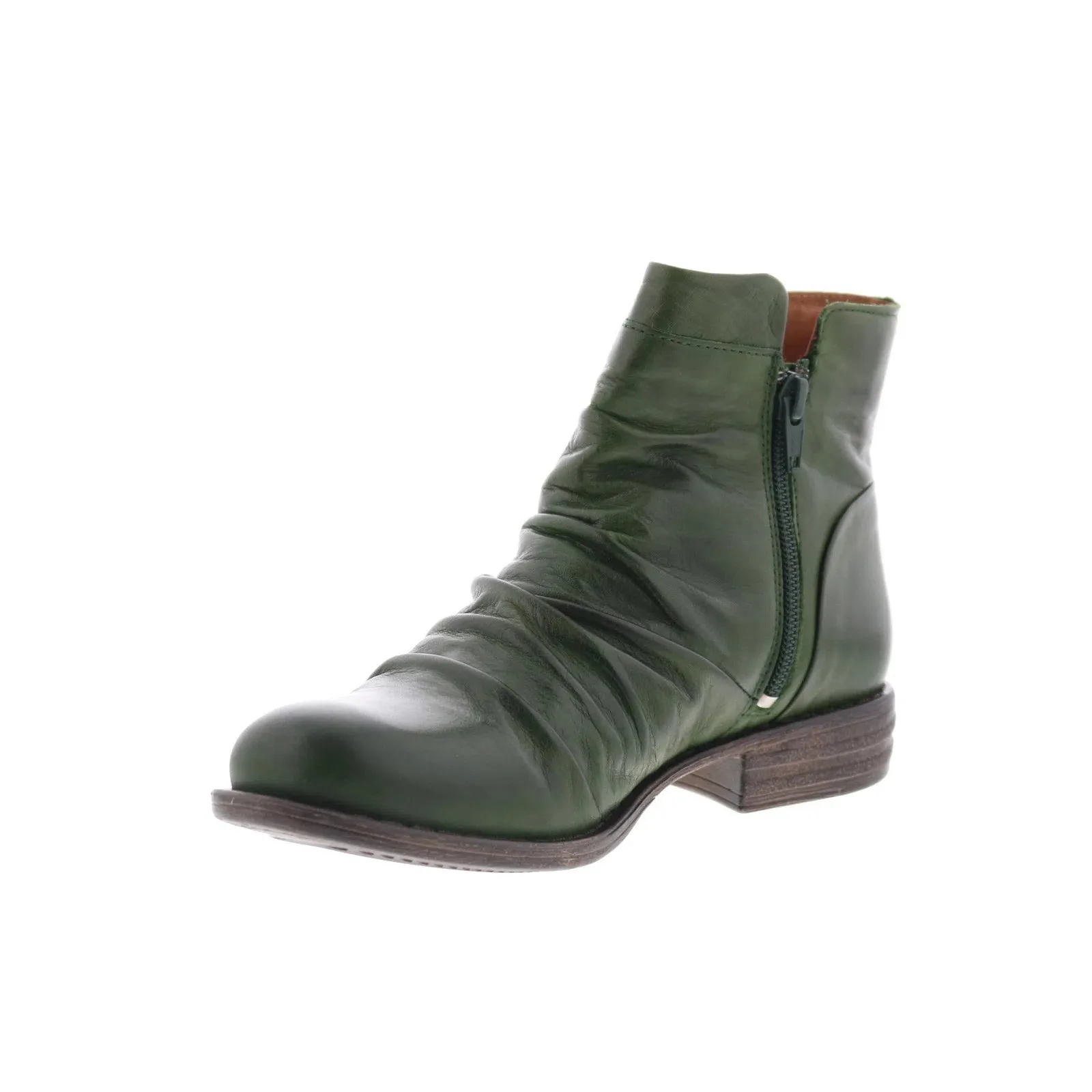 Miz Mooz Lucy-EU Womens Green Leather Zipper Ankle & Booties Boots Slip-On Style Winter Fashion